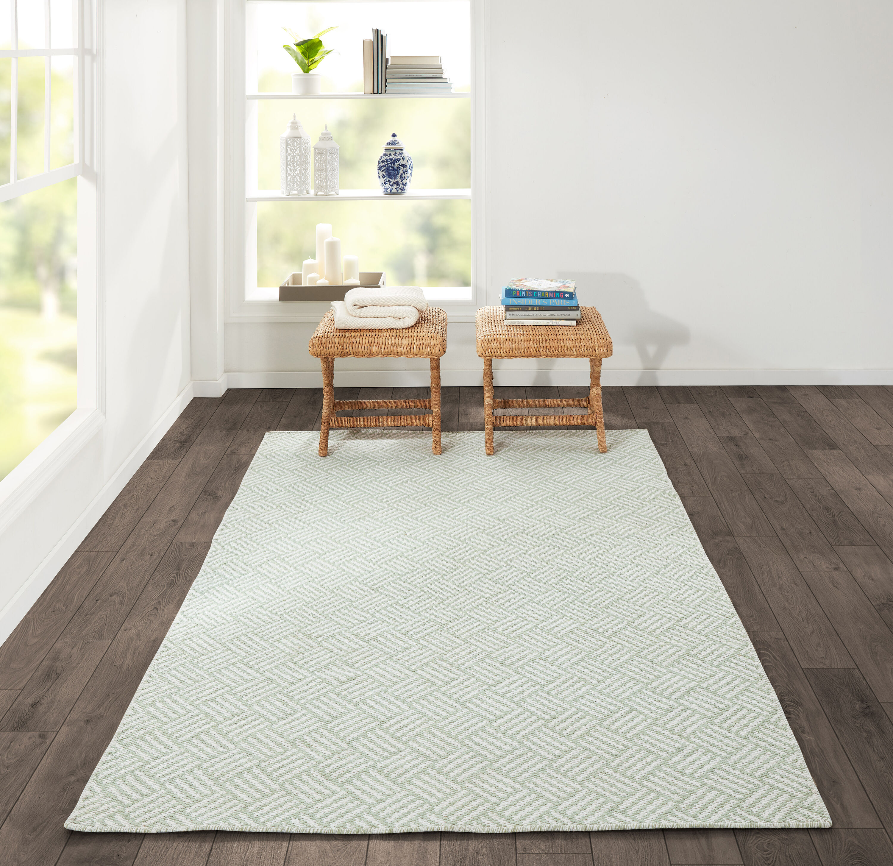Momeni BAILEBAI-2GRN2030 Baileys beach 2 x 3 (ft) Knotted Polypropylene Green Rectangular Indoor/Outdoor Geometric Coastal Area rug