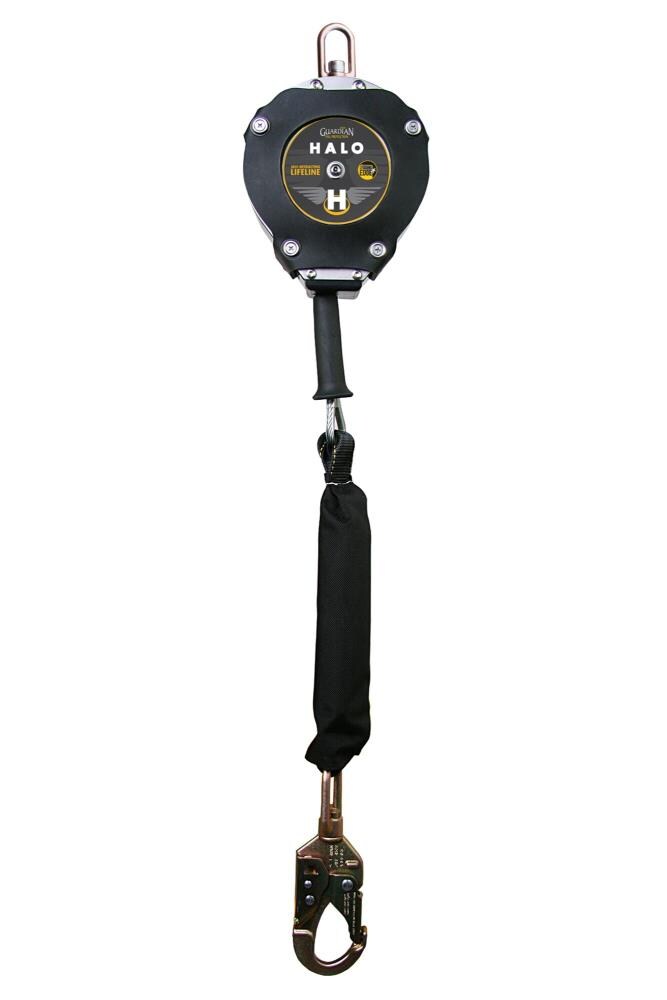 Guardian Fall Protection 10920 Durable Self-Retracting Lifeline with Shock Absorber, Steel Snap Hook, Carabiner - Medium, Black