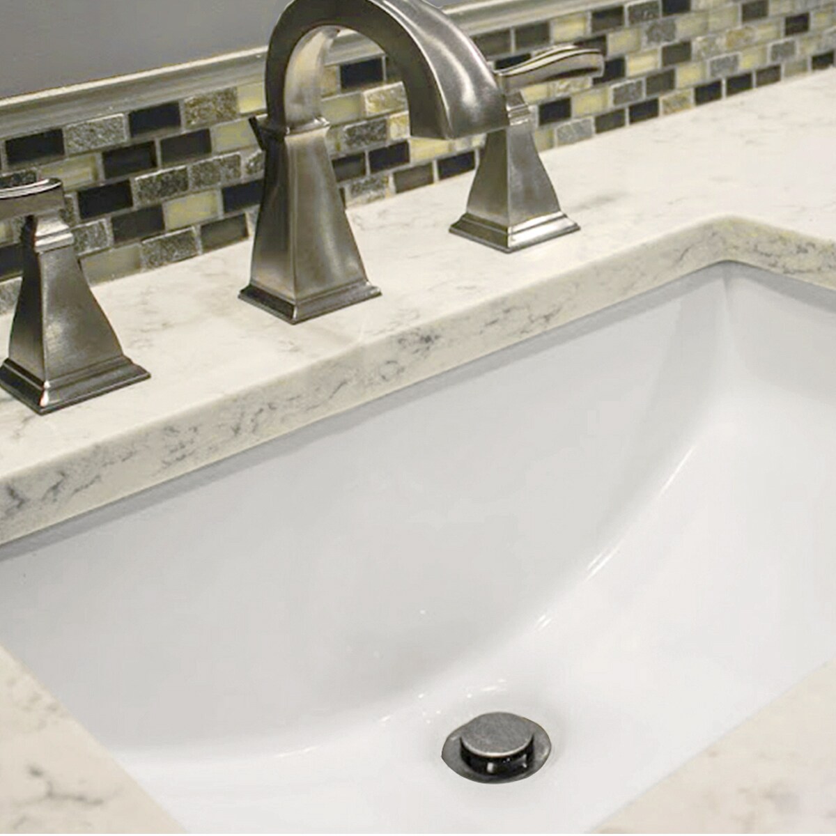 Perfect Under-mount Sink, Centric Rectangle with overflow, Glazed
