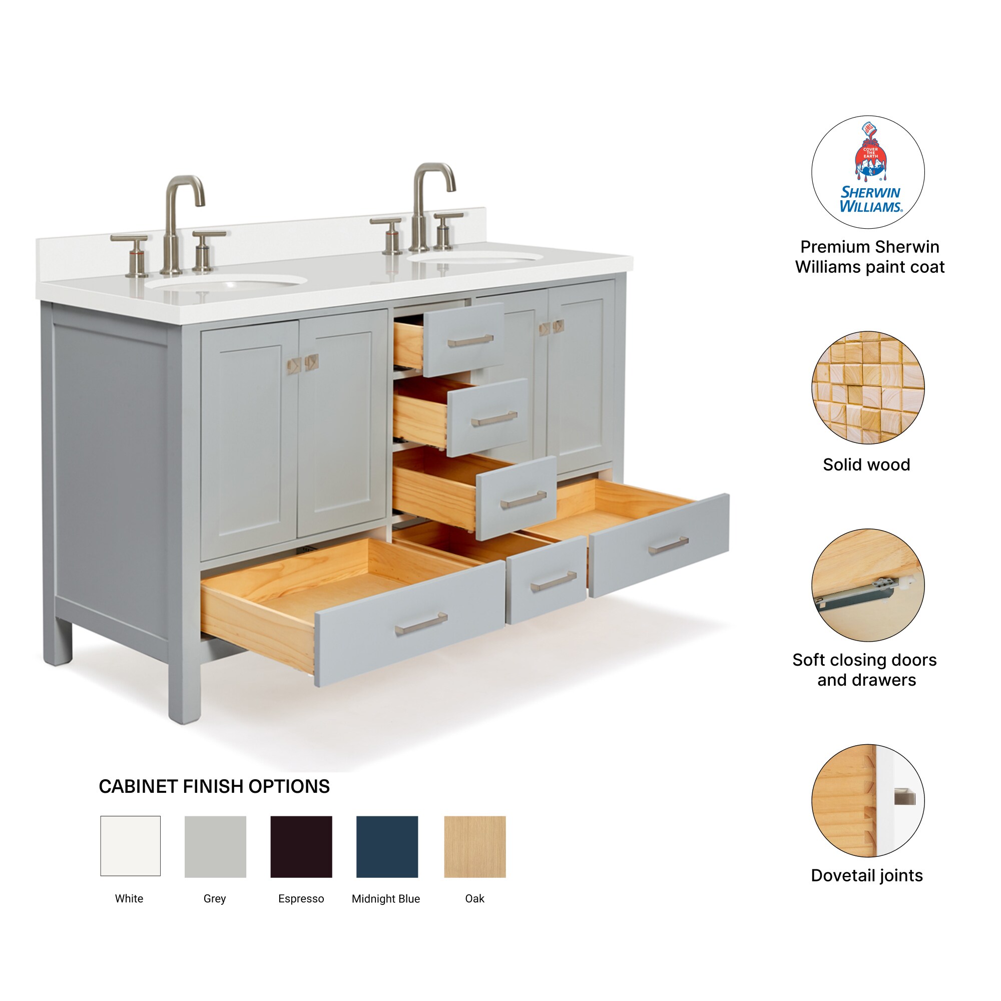 ARIEL A061DWQOVOGRY Bath-Vanity-Combo - View #4