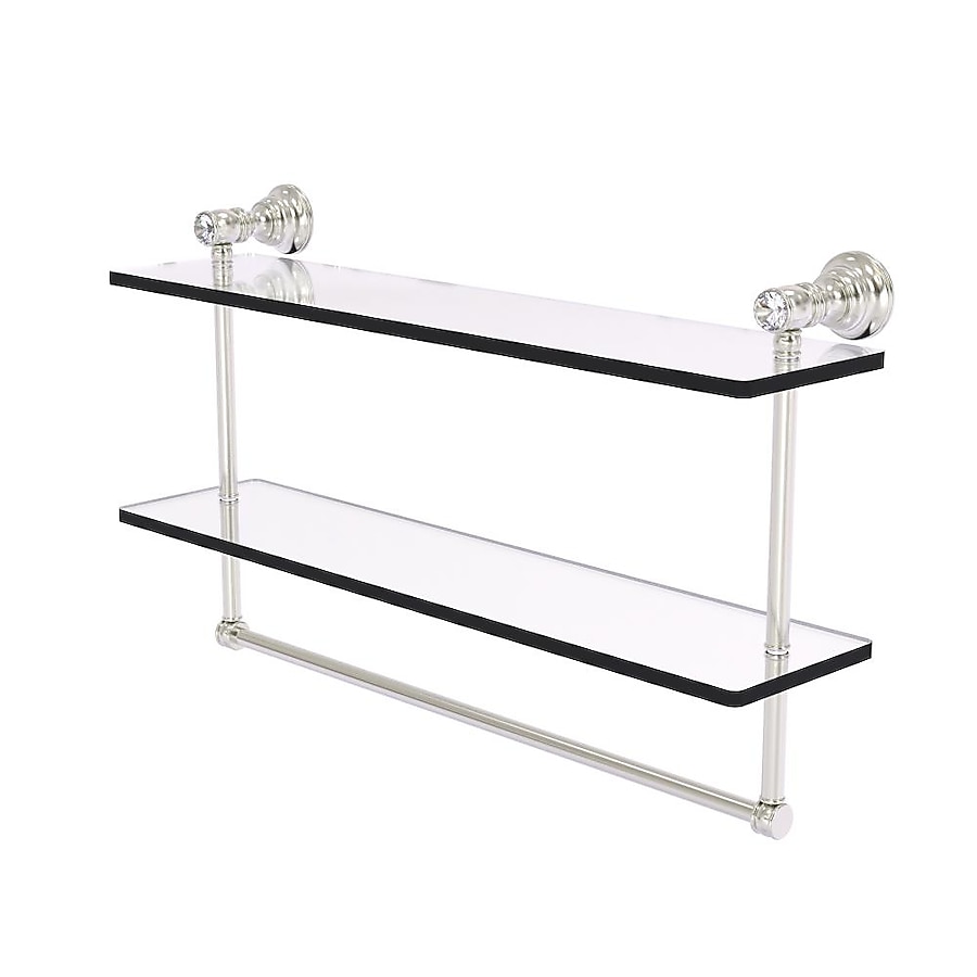 Allied Brass Carolina Crystal Satin Nickel 2-Tier Brass Wall Mount Bathroom Shelf Allied Brass Carolina Crystal Satin Nickel 2-Tier Brass Wall Mount Bathroom Shelf