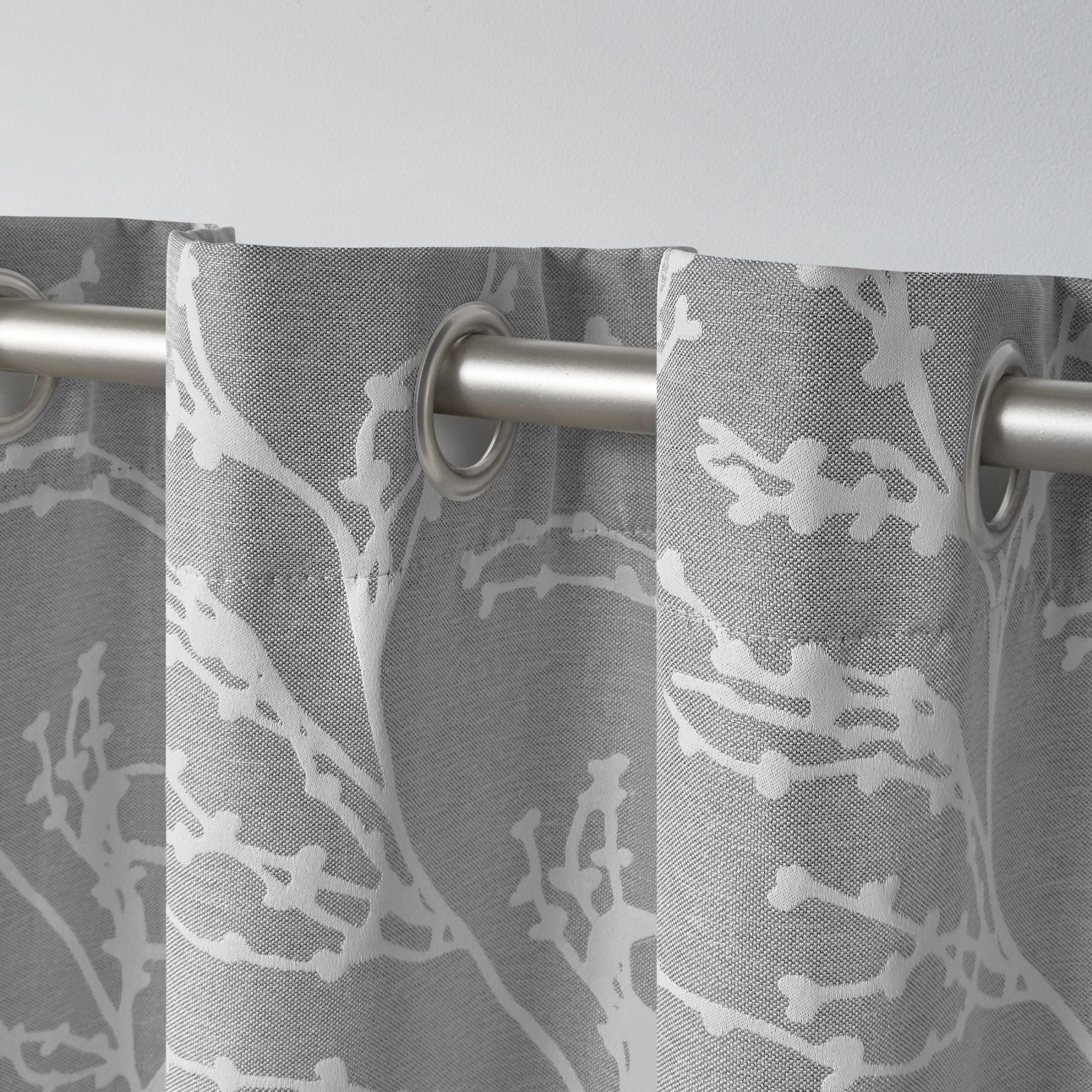 Ash Grey Polyester Linen Blackout Grommet Window Panels, 52" x 63"
