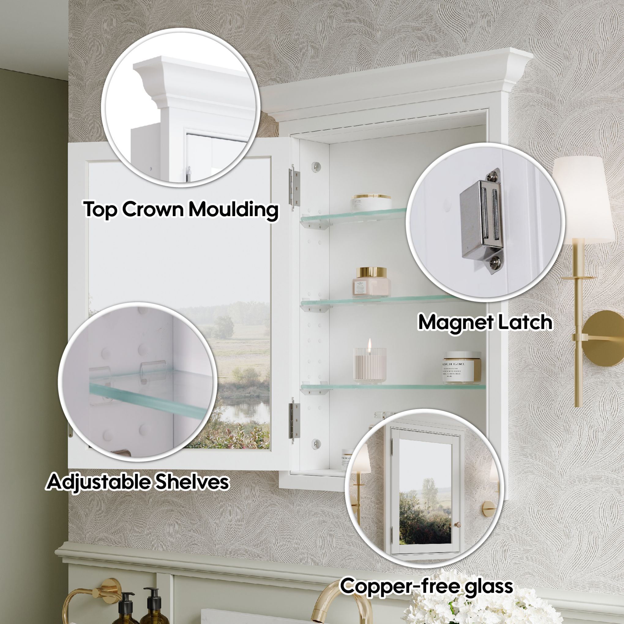 WELLFOR KB2430MCL-WT Bathroom-Medicine-Cabinets - View #15