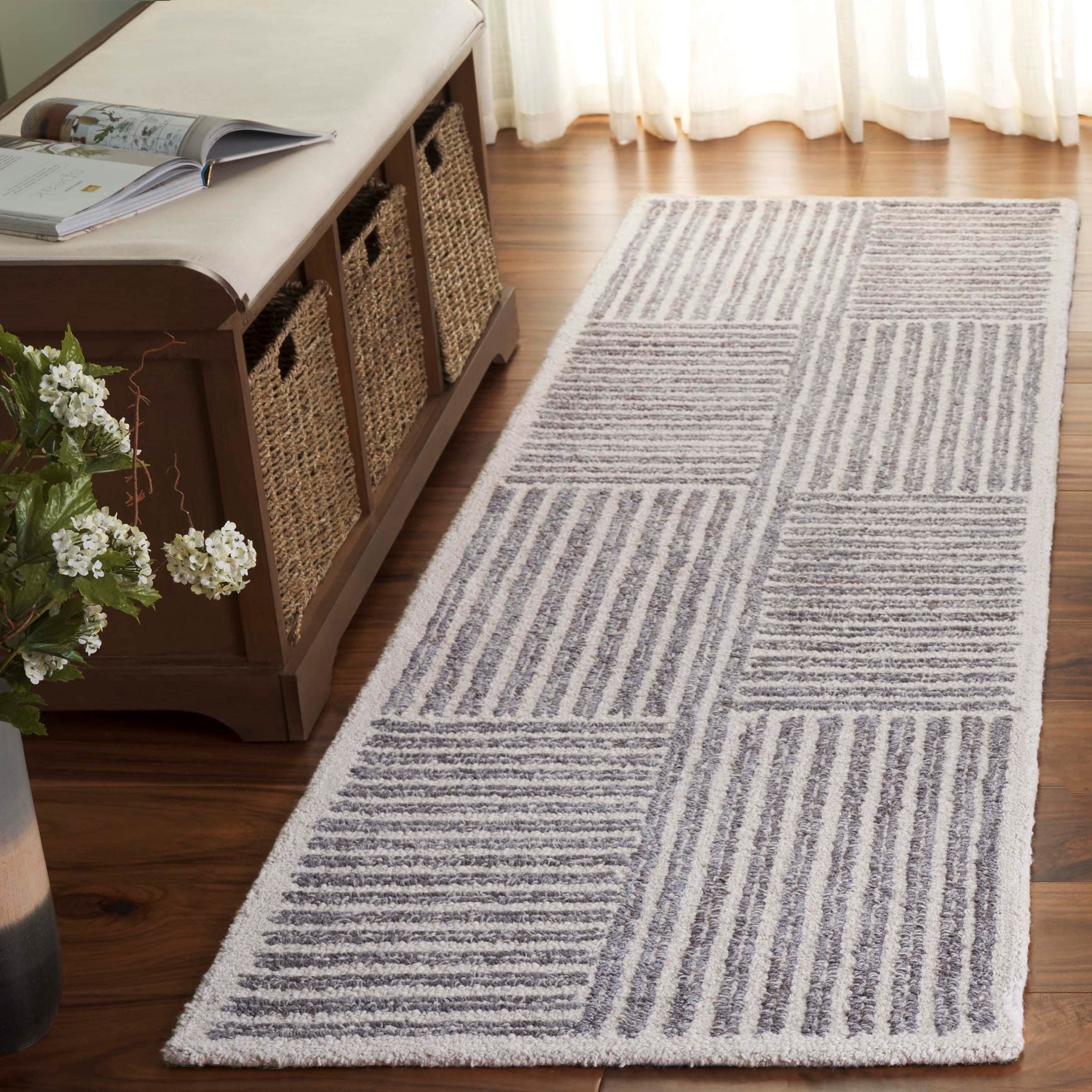  Abstract 257 Ivory/Gray Contemporary 2ft-3in x 8ft Runner Rug