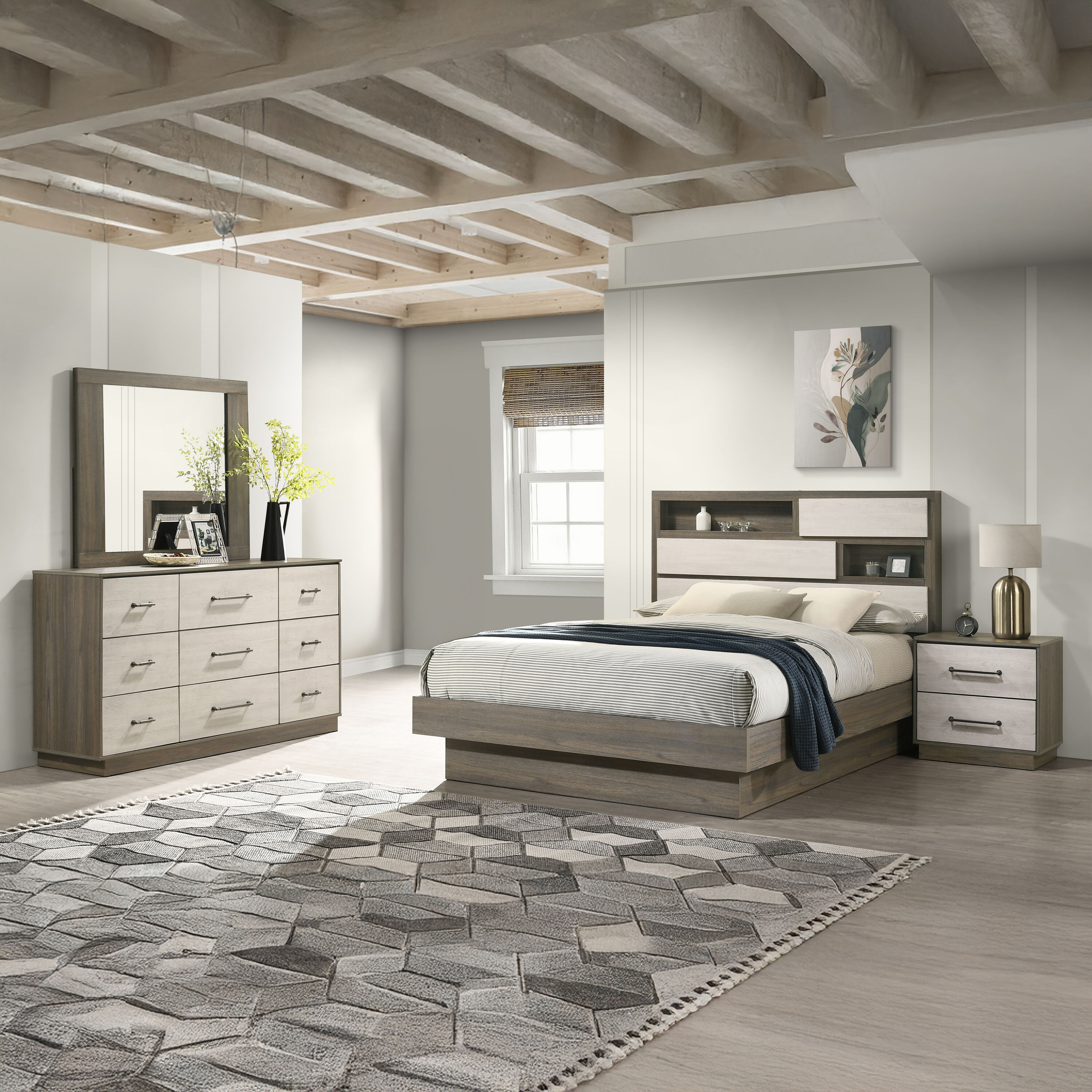 Galaxy 601955554817 Gem Brown, Beige Queen Bedroom Set