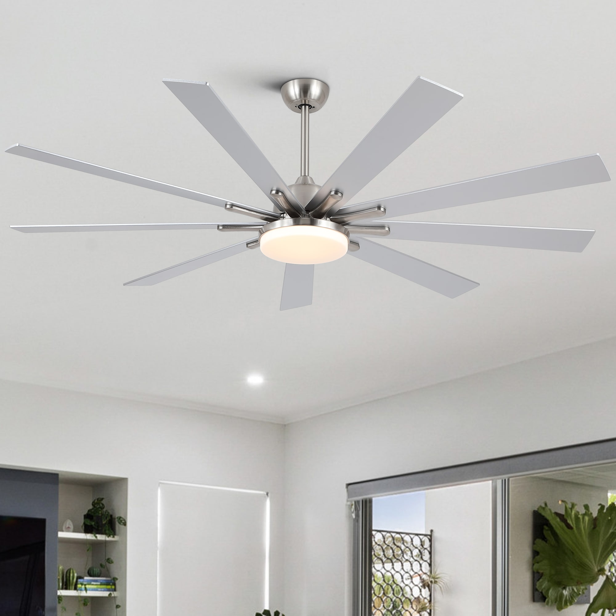 Tatayosi DJ-7139017 72 inch brushed nickel integrated LED smart ceiling fan with remote control