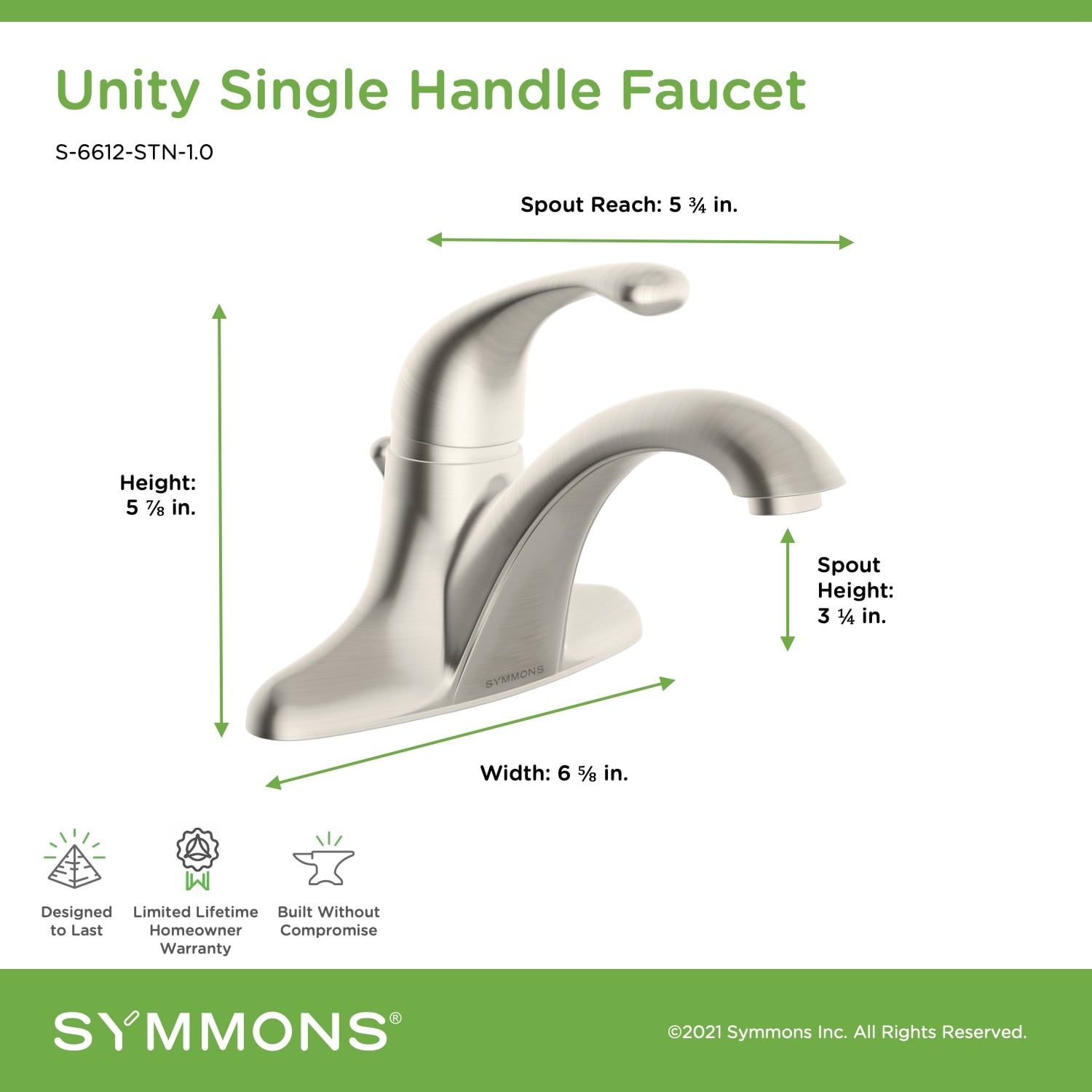 Symmons S-6612-STN-1.0 Lavatory-Faucets - View #2
