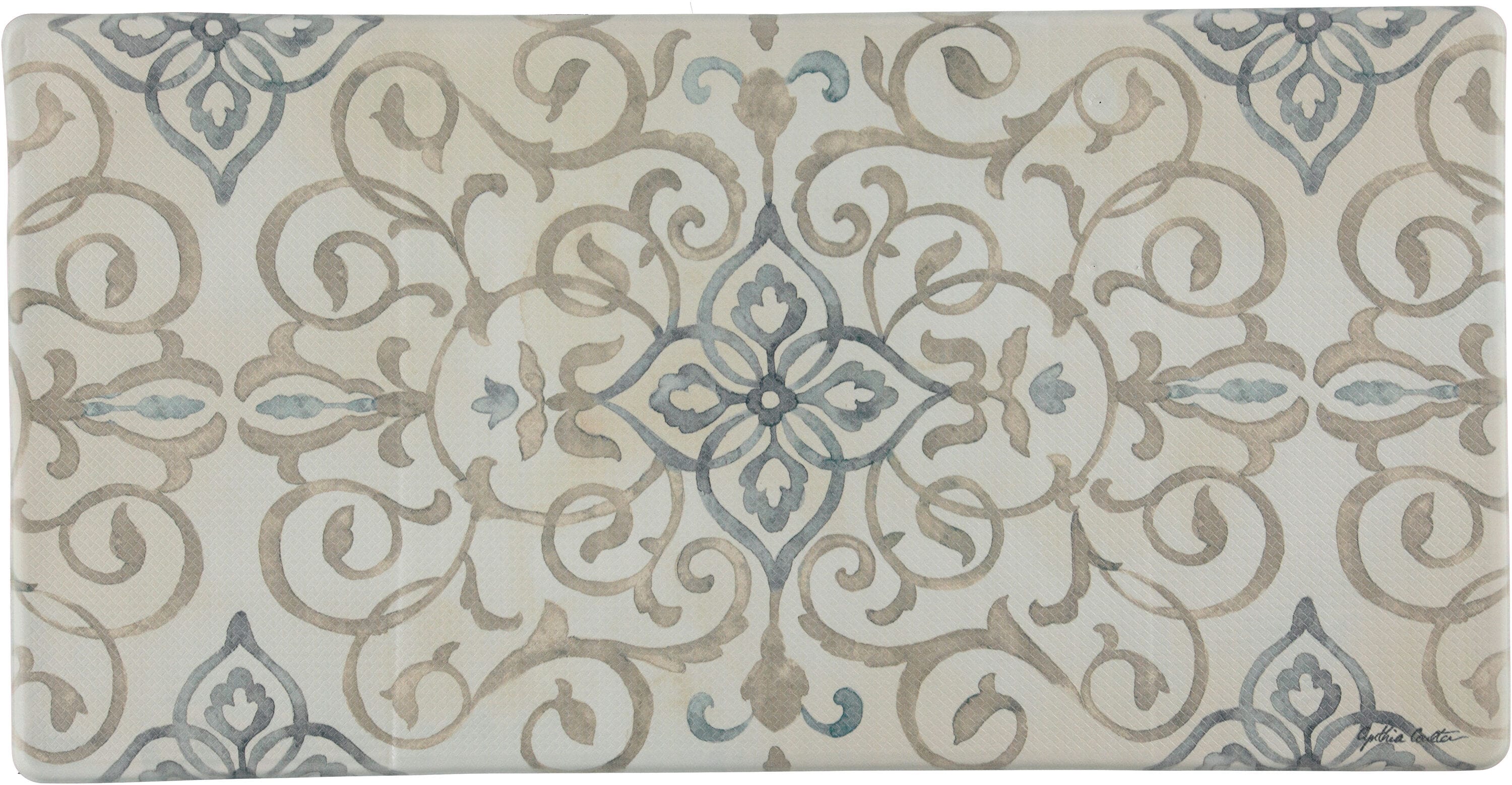 2-ft x 5-ft Cream PVC Rectangular Indoor or Outdoor Decorative Hello Anti-fatigue Mat in Bronze | - J&V TEXTILES DBC126