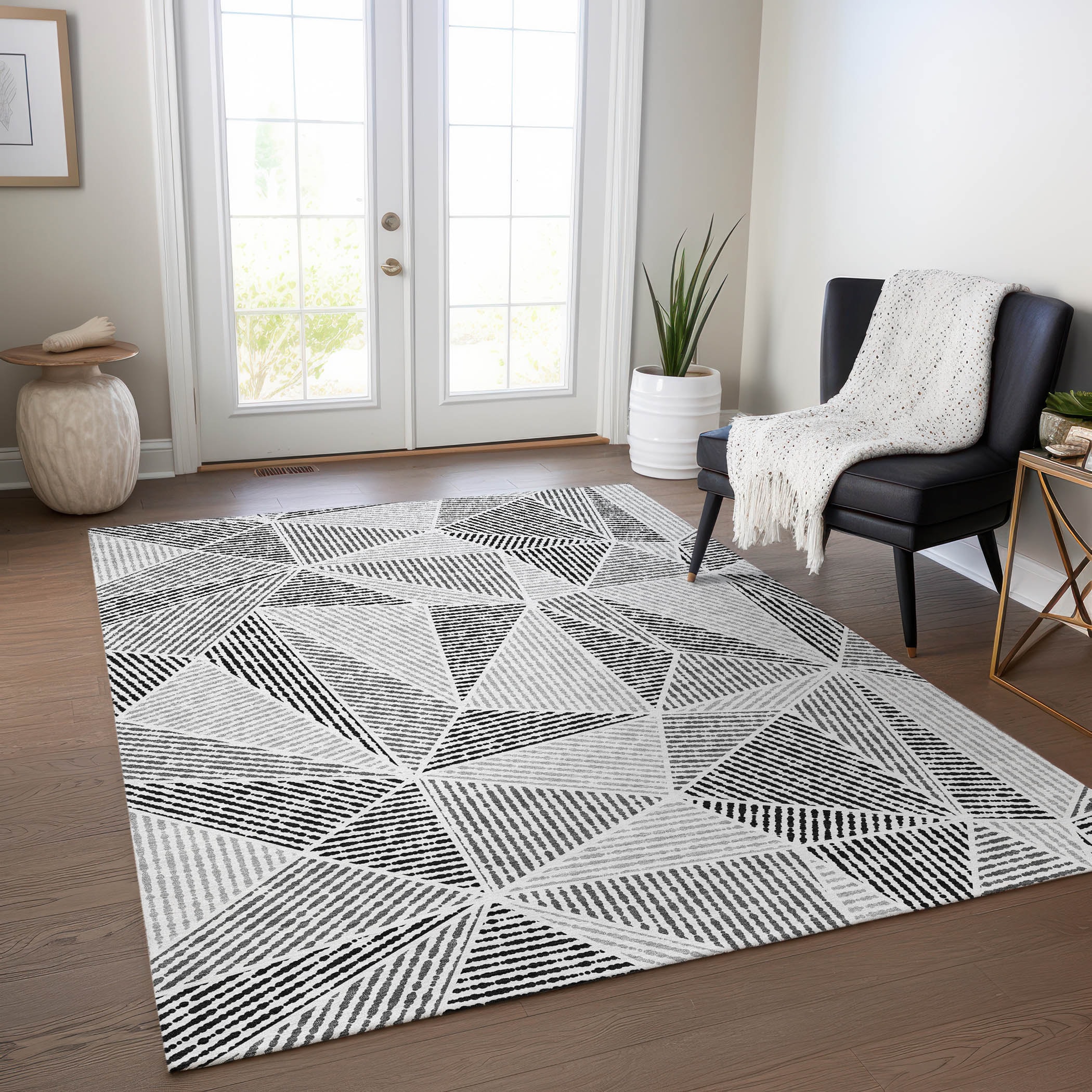Addison Rugs ACN618PW30X46 Chantille ACN618PW 2 x 3 (ft) Polyester Pewter Rectangular Indoor/Outdoor Abstract Machine washable Area rug