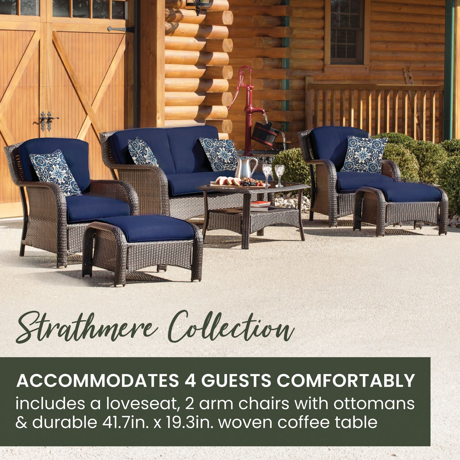 Hanover STRATHMERE6PCNVY Patio-Conversation-Sets - View #2