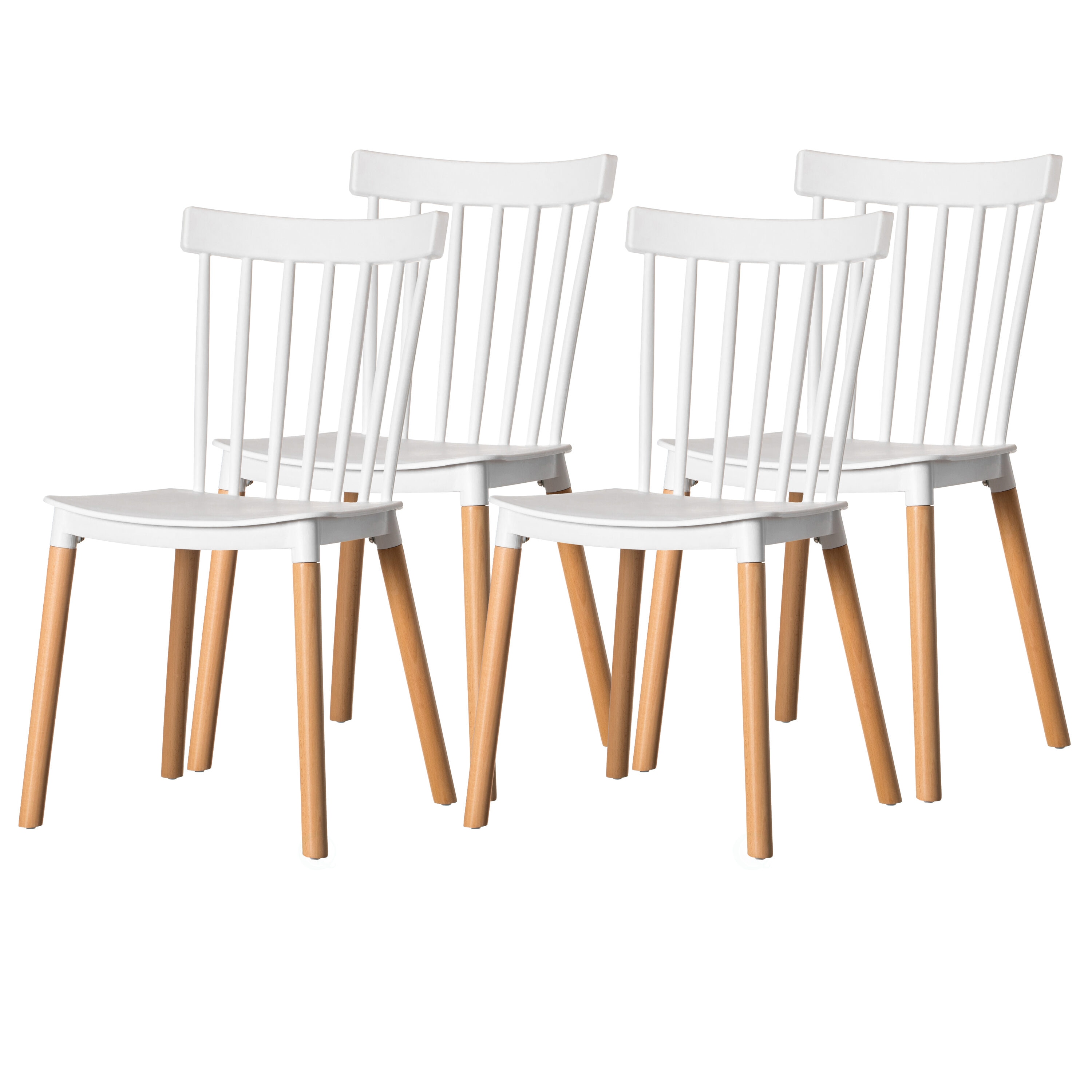 FABULAXE QI004223.WT.4 Set of 4 Contemporary/Modern Dining Side Chair (Plastic Frame)