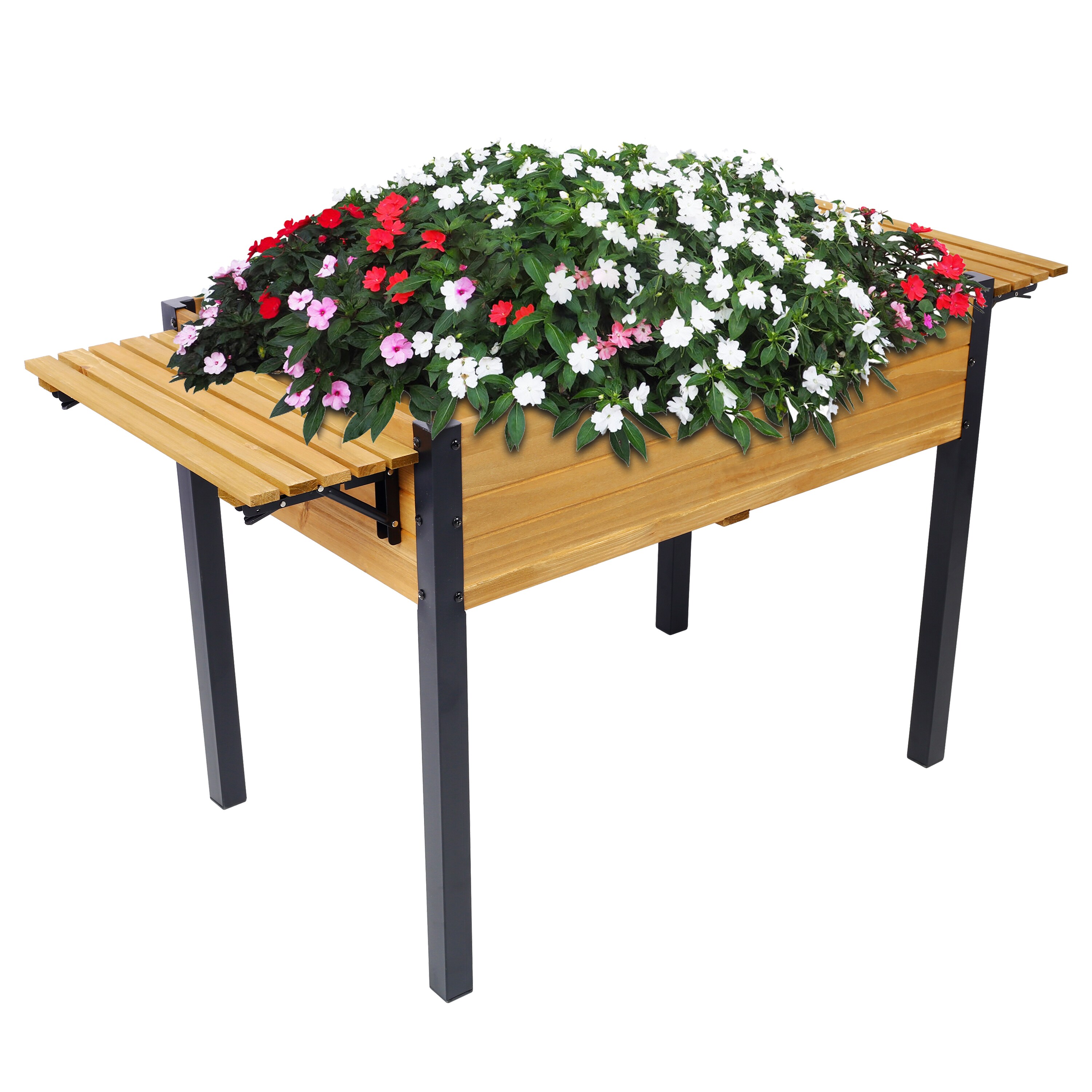 0 GTN-W465P182255 23.6-in W x 52.7-in L x 29.5-in H Brown Wood Raised Planter Box