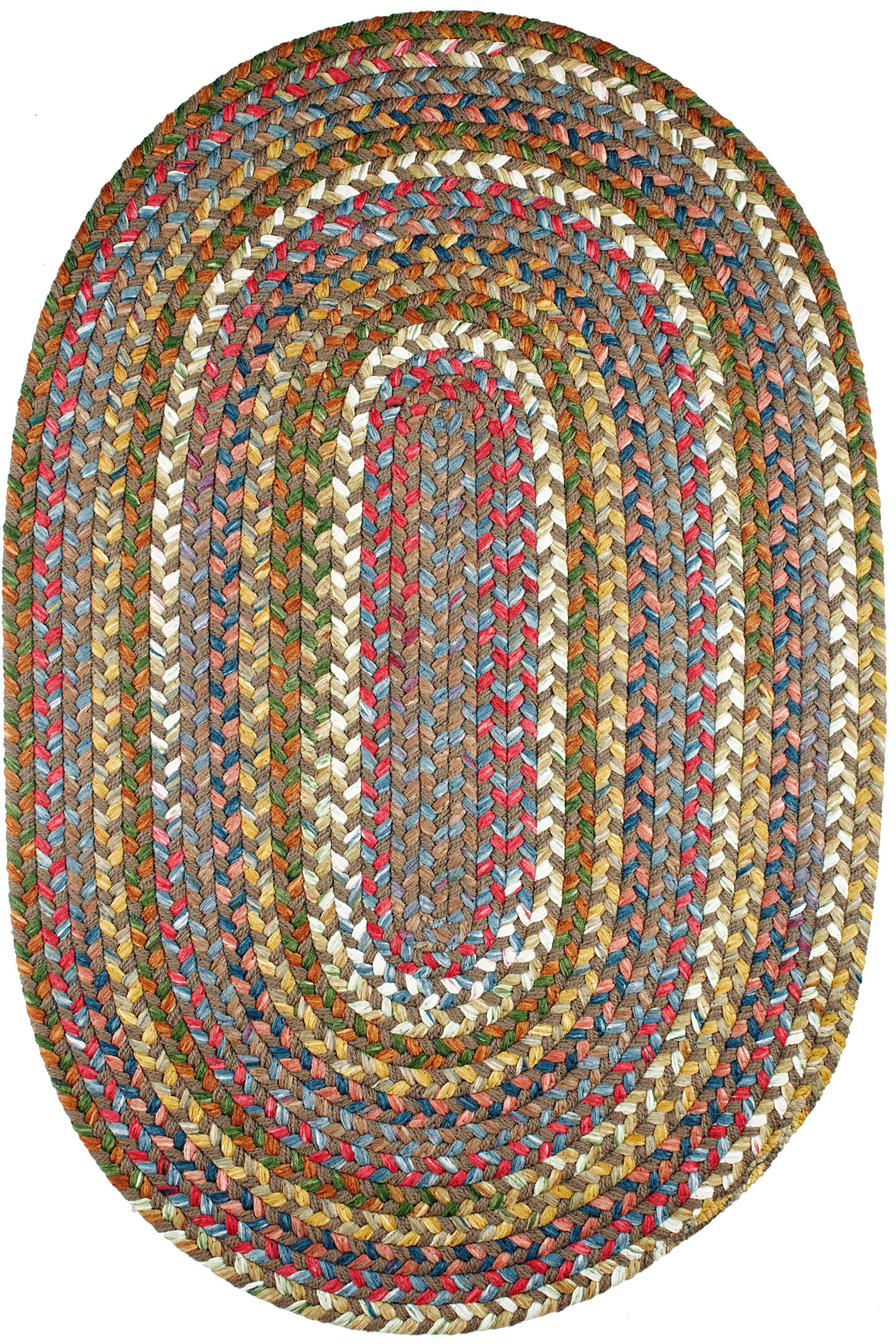 Rhody Rug CJ35R096X132 8 x 11 (ft) Braided Polypropylene Bronze Oval Indoor/Outdoor Geometric Area rug