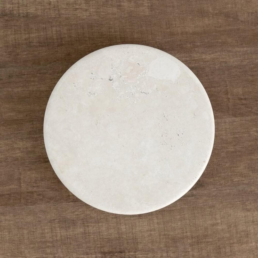 GO Home 1Tier Neutral White Marble Full Circle Tabletop Lazy Susan in
