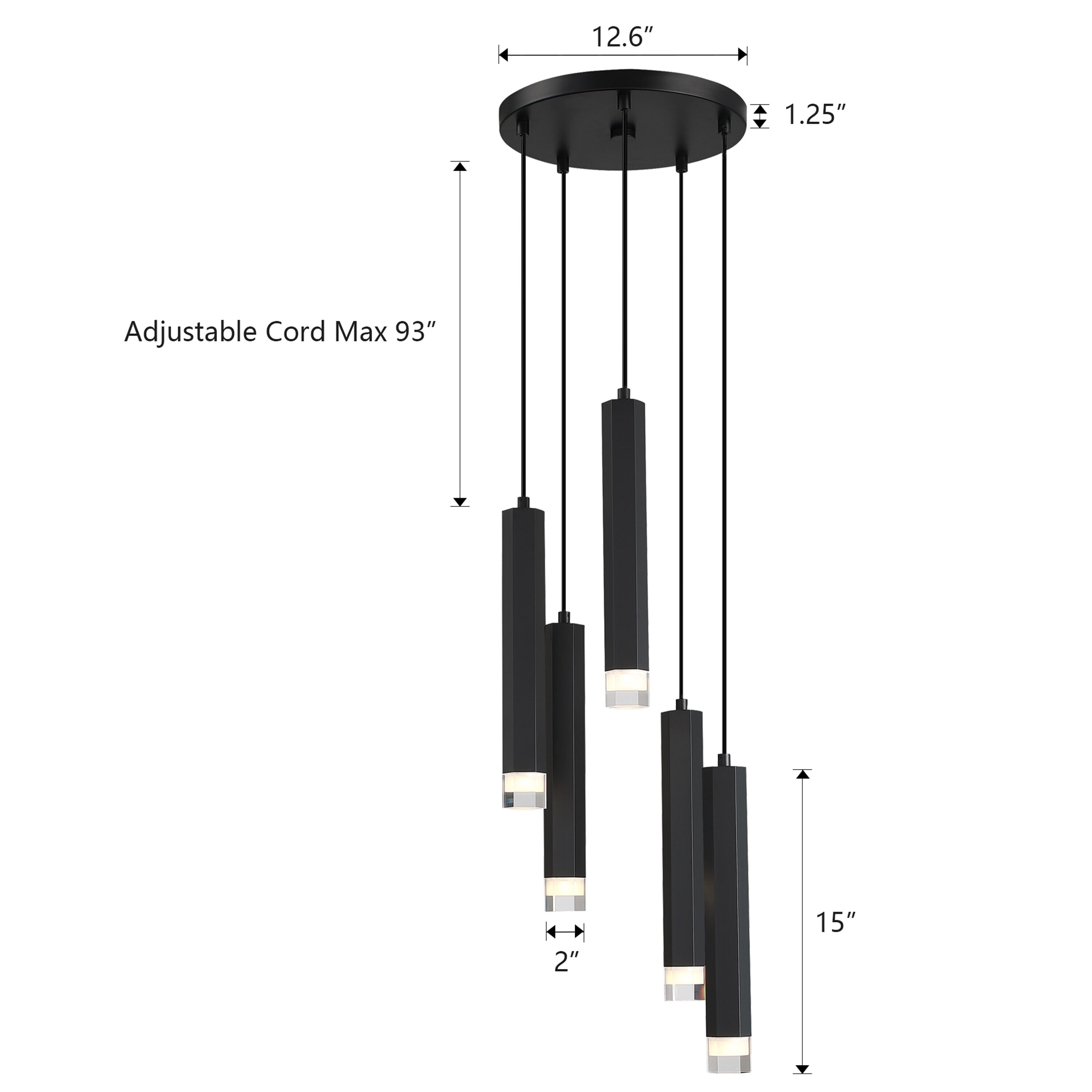 C Cattleya Modern/Contemporary Black Cluster 5-Light Cylinder Pendant ...