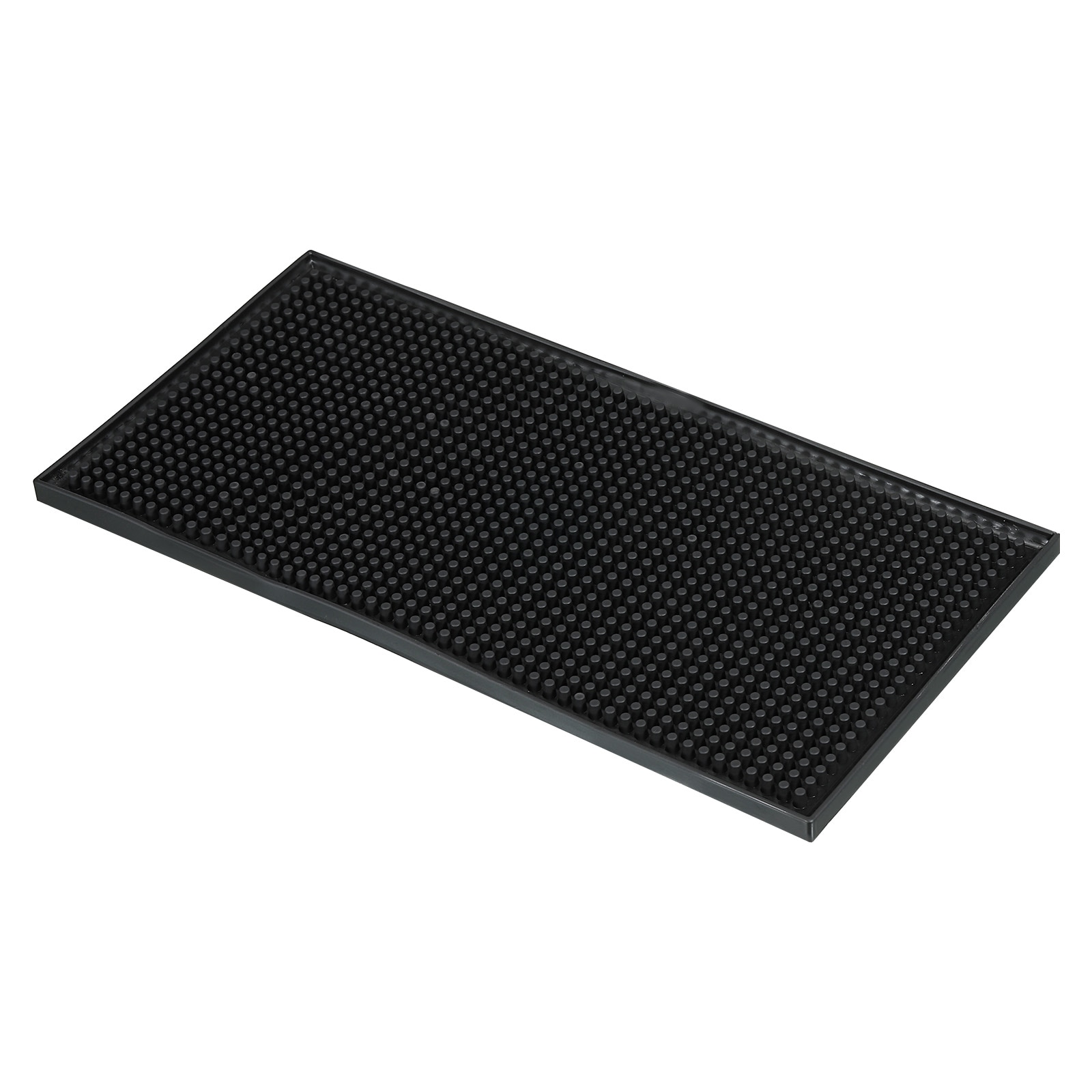 PATIKIL 12 Inch x 6 Inch x 0.4 Inch PVC Bar Mat Non-Slip Bar Service Cup Mat Countertop Spill Mat for Kitchen Restaurant Bar KTV Counter Barber Station Mat for Hair Salon Black