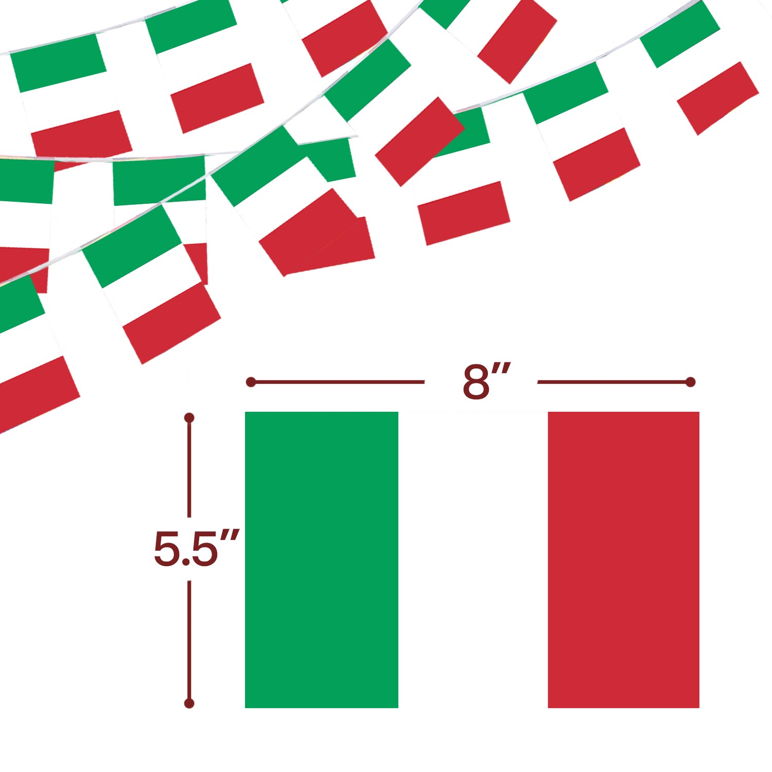 Italian Republic String Pennant Flags with UV Protection