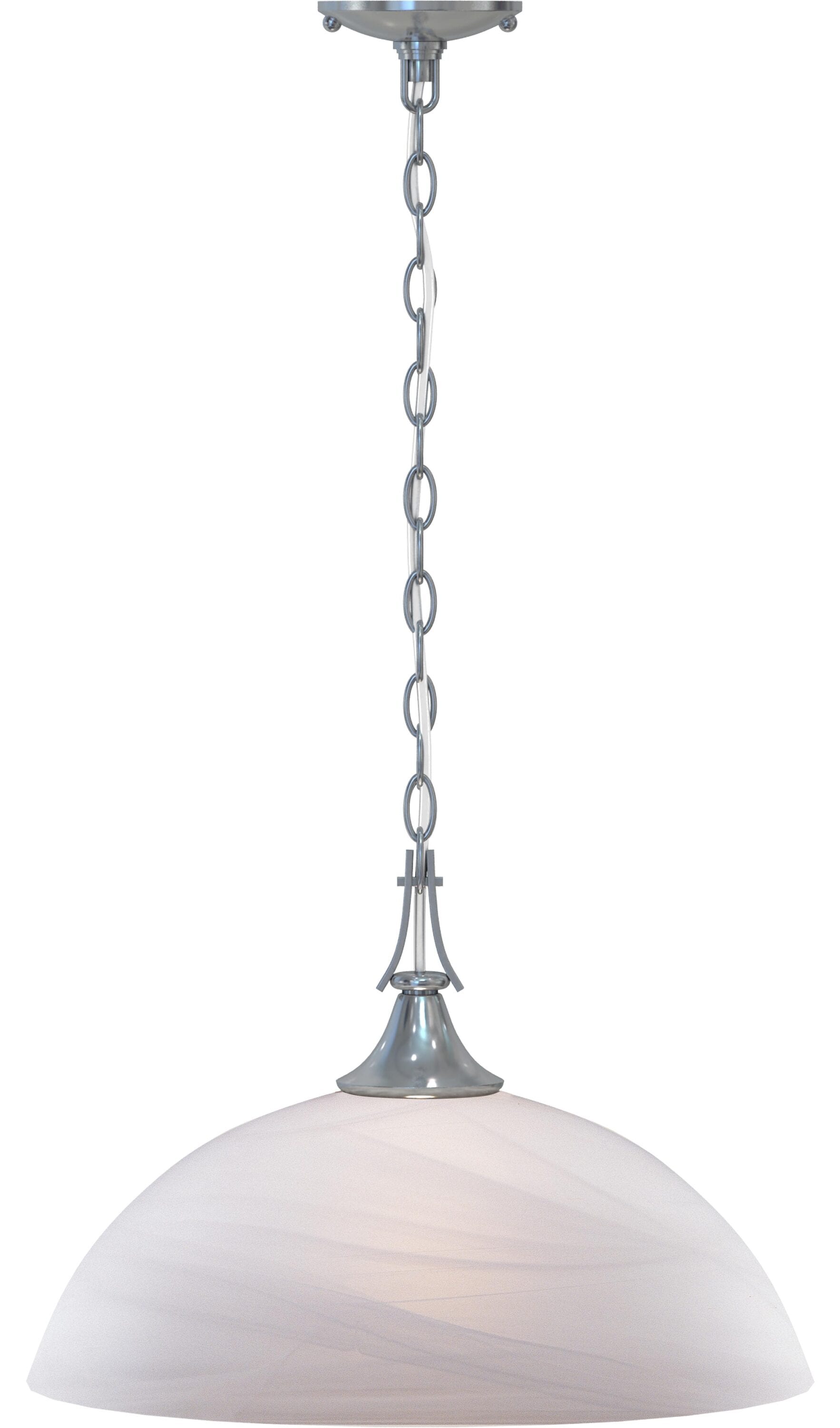 Durango Traditional Brushed Nickel Bowl Pendant with Alabaster Glass