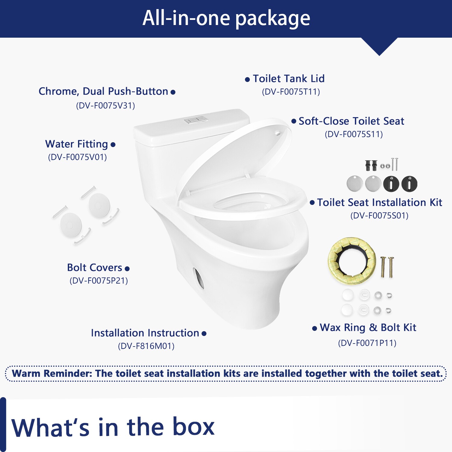 White Elongated One-Piece Dual Flush High Efficiency Toilet