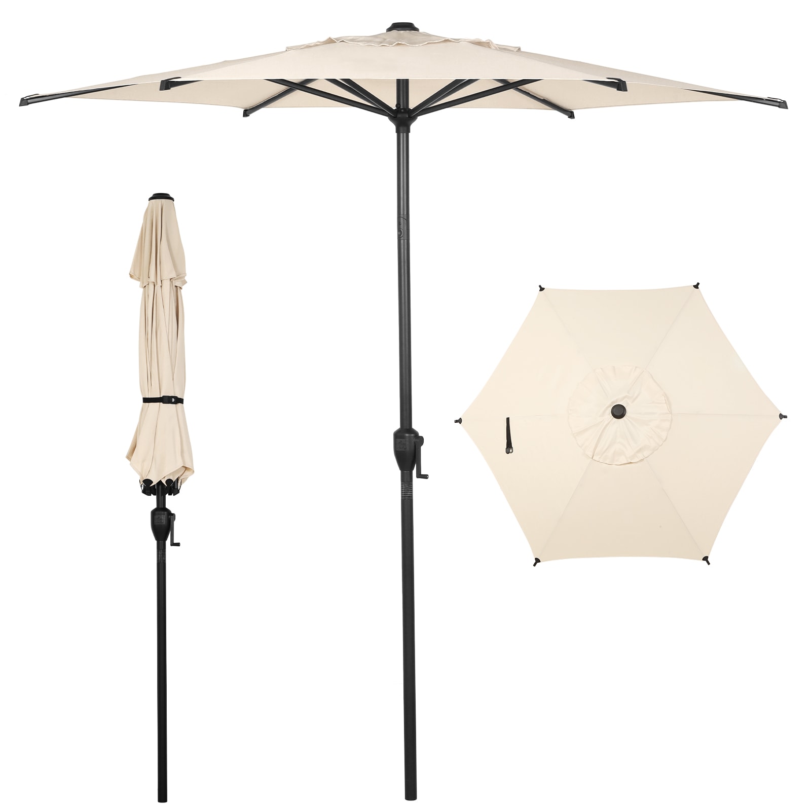 Abba Patio USABPU0100141 7.5-ft Steel Beige Push-button Tilt Market Patio Umbrella
