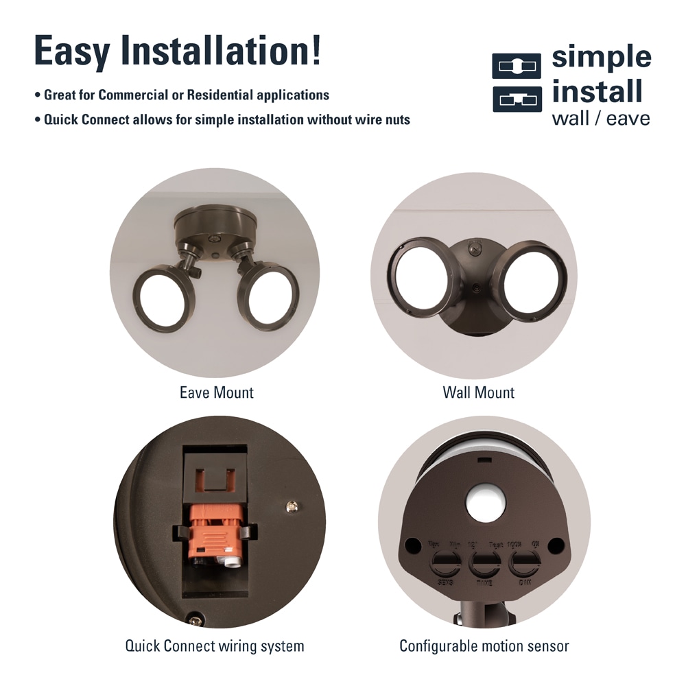Bronze Twin Head LED Motion Sensor Security Flood Light