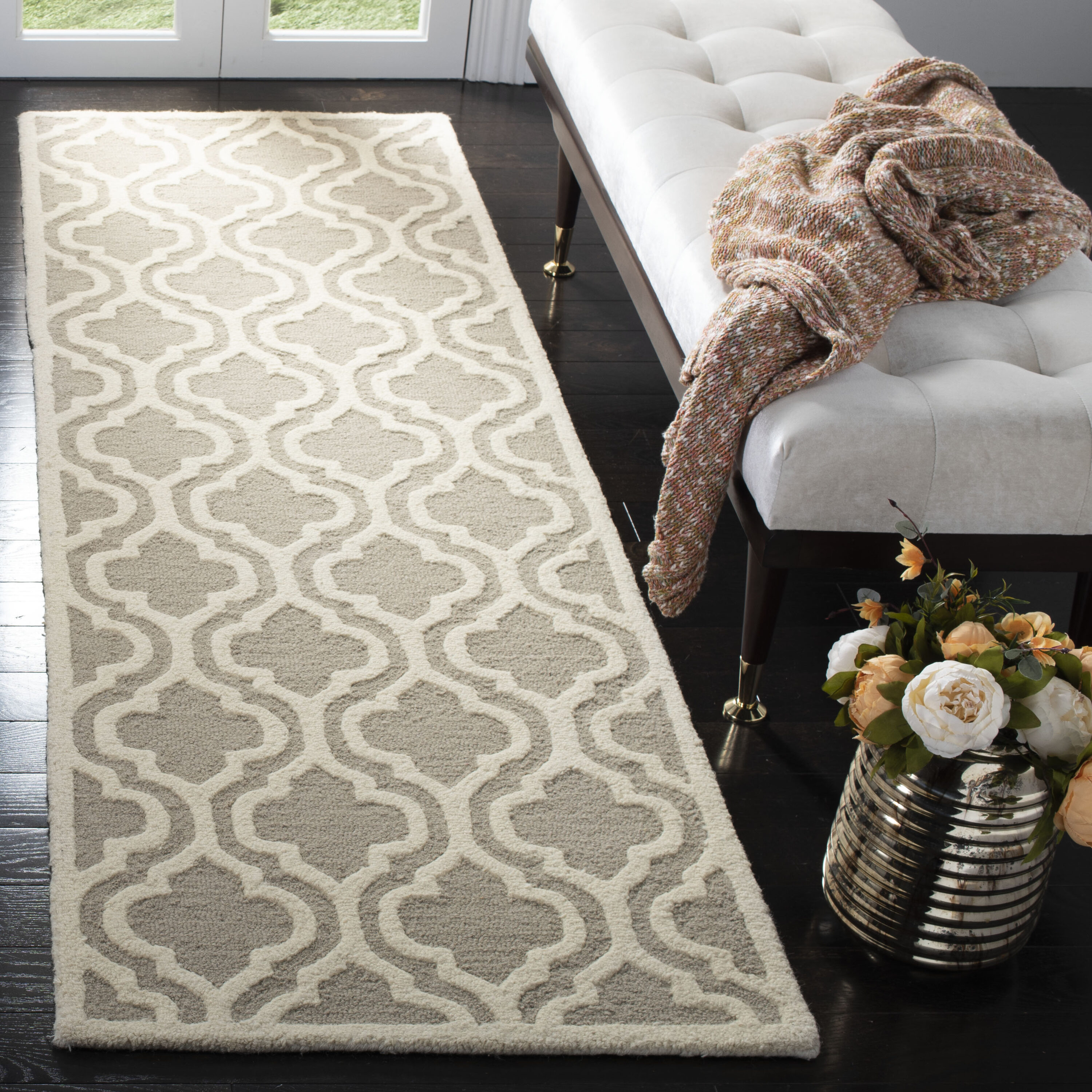  Moroccan Trellis Mocha/Ivory Contemporary 2ft-6in x 8ft Runner Rug