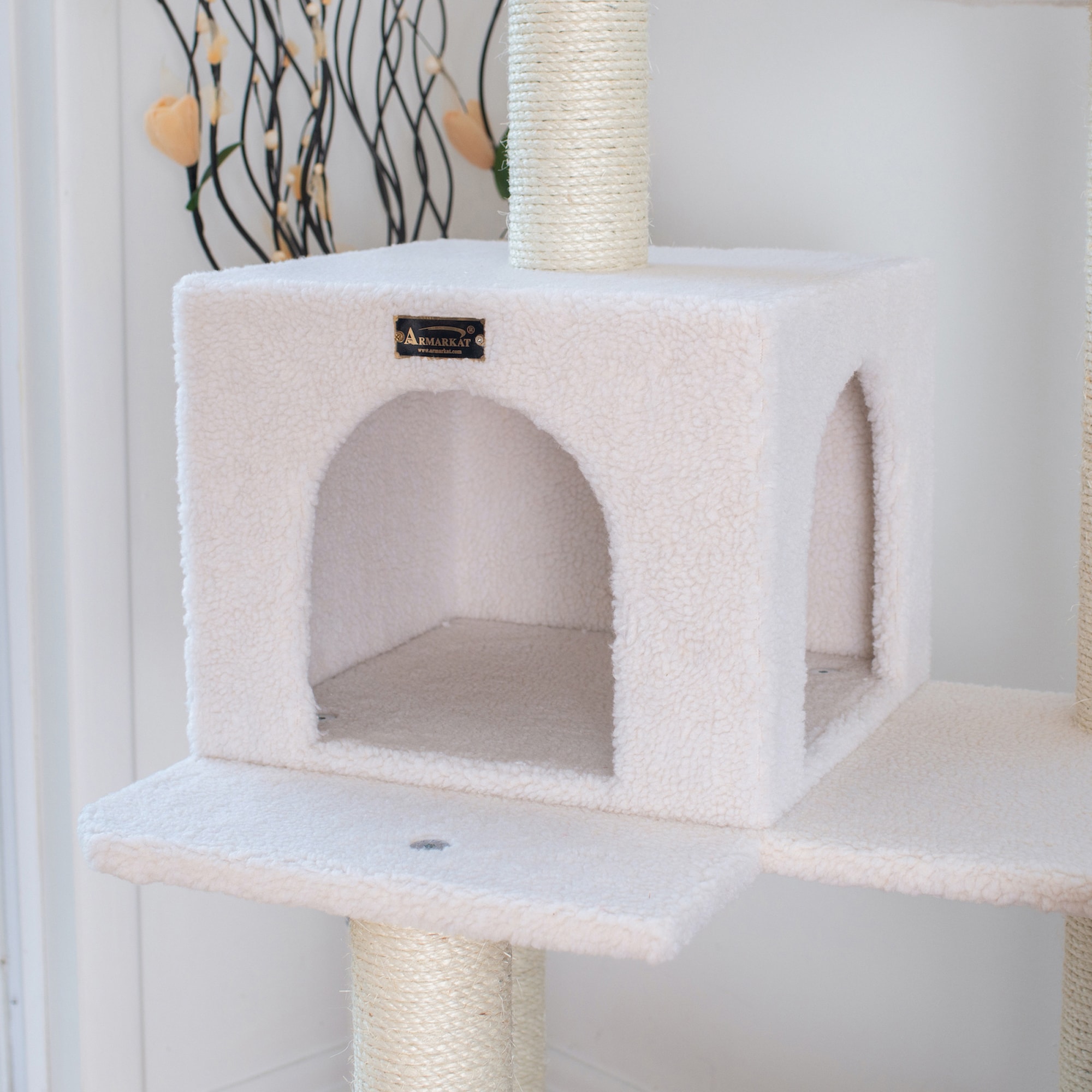 Ivory 57" Freestanding Cat Tree with Sisal Posts and Condo