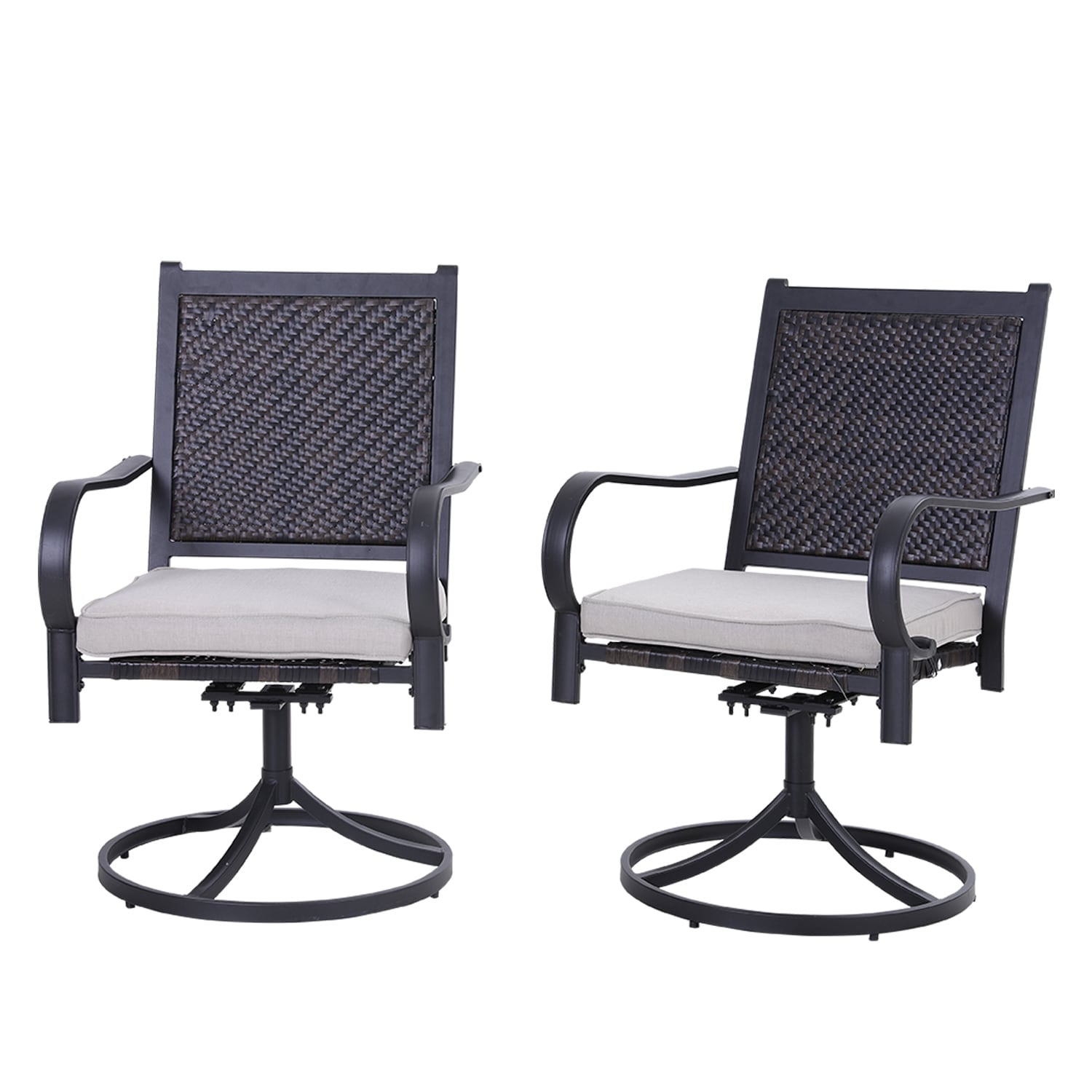 Sunshine Valley 2 Rattan Black Steel Frame Swivel Dining Chair with Off ...