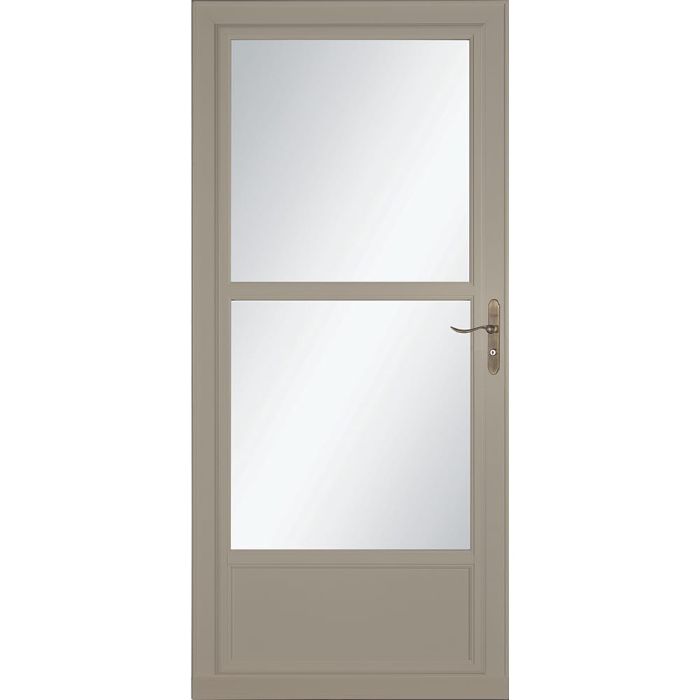 Tradewinds Selection 36-in x 81-in Sandstone Mid-view Retractable Screen Aluminum Storm Door with Antique Brass Handle in Brown | - LARSON 1460609220
