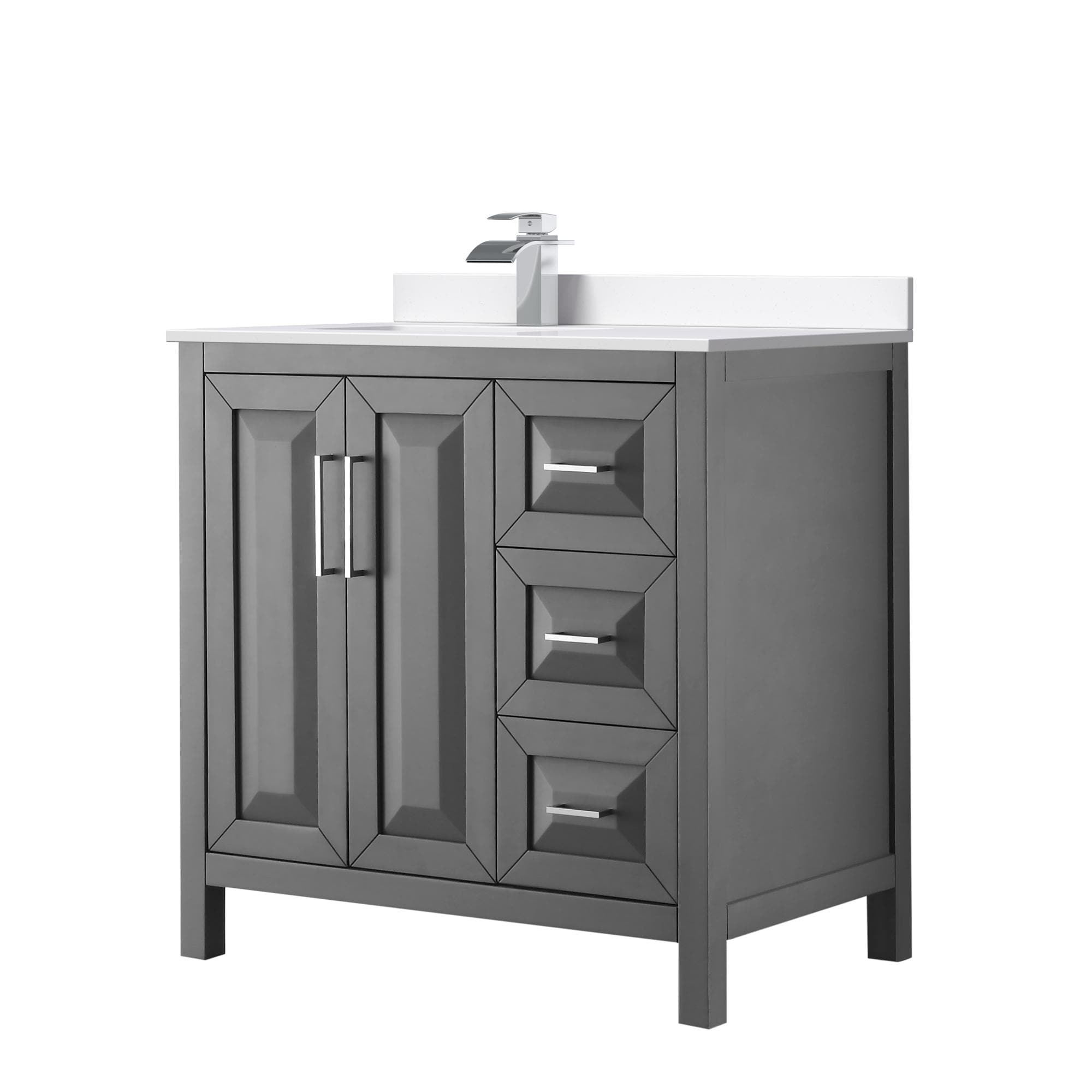 Wyndham Collection WCV252536SKGWCUNSMXX Daria 36-in Dark Gray Undermount Single Sink Bathroom Vanity with White Cultured Marble Top