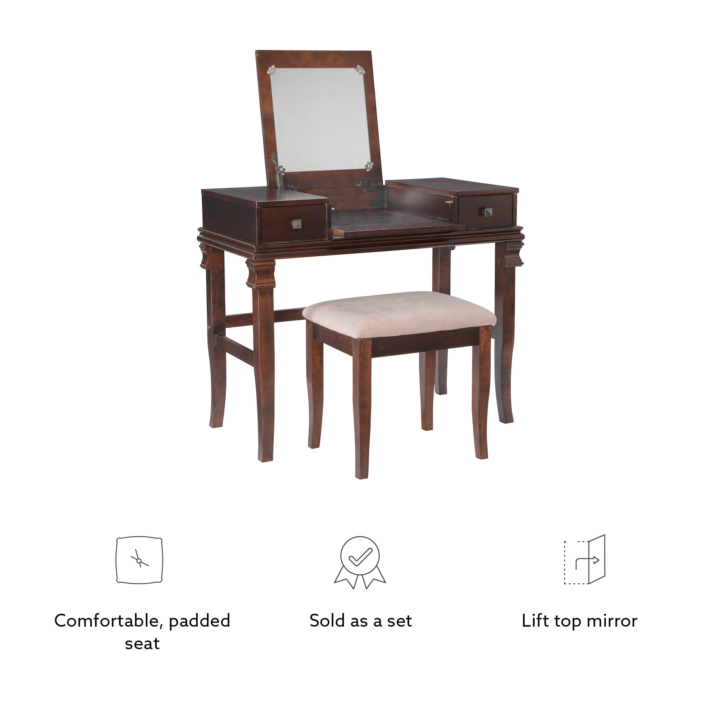Linon 98373WAL-01-KD-U Bedroom-Vanities - View #11
