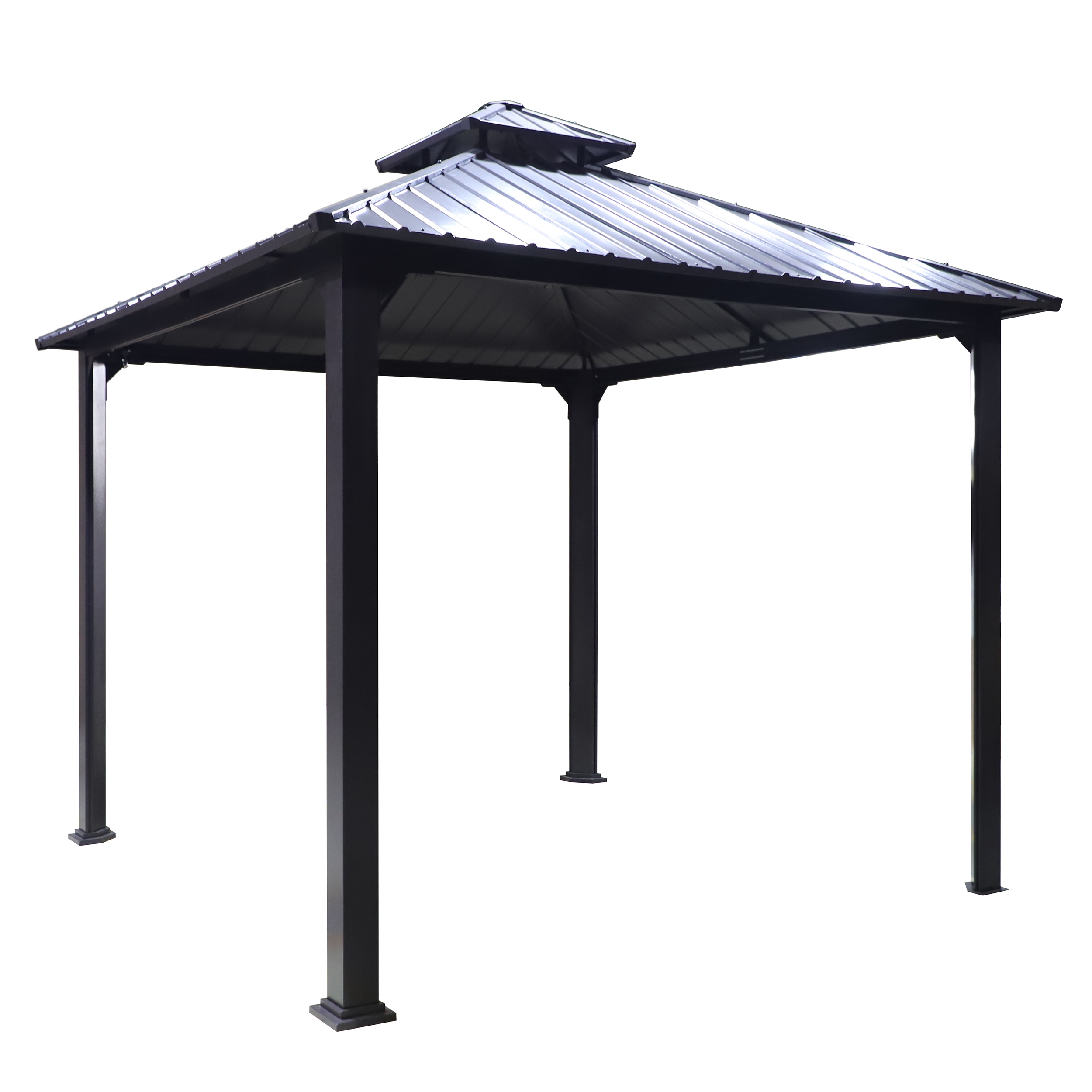 allen + roth GFM60131V 10-ft x 10-ft Black Gazebo with Hardtop Roof