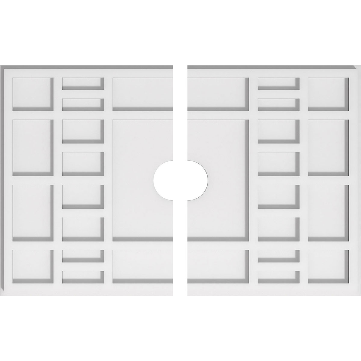 Ekena Millwork CMP26X17BX2-03000 Beaux 26-in W x 17.375-in L Contemporary White PVC Split Ceiling Medallion