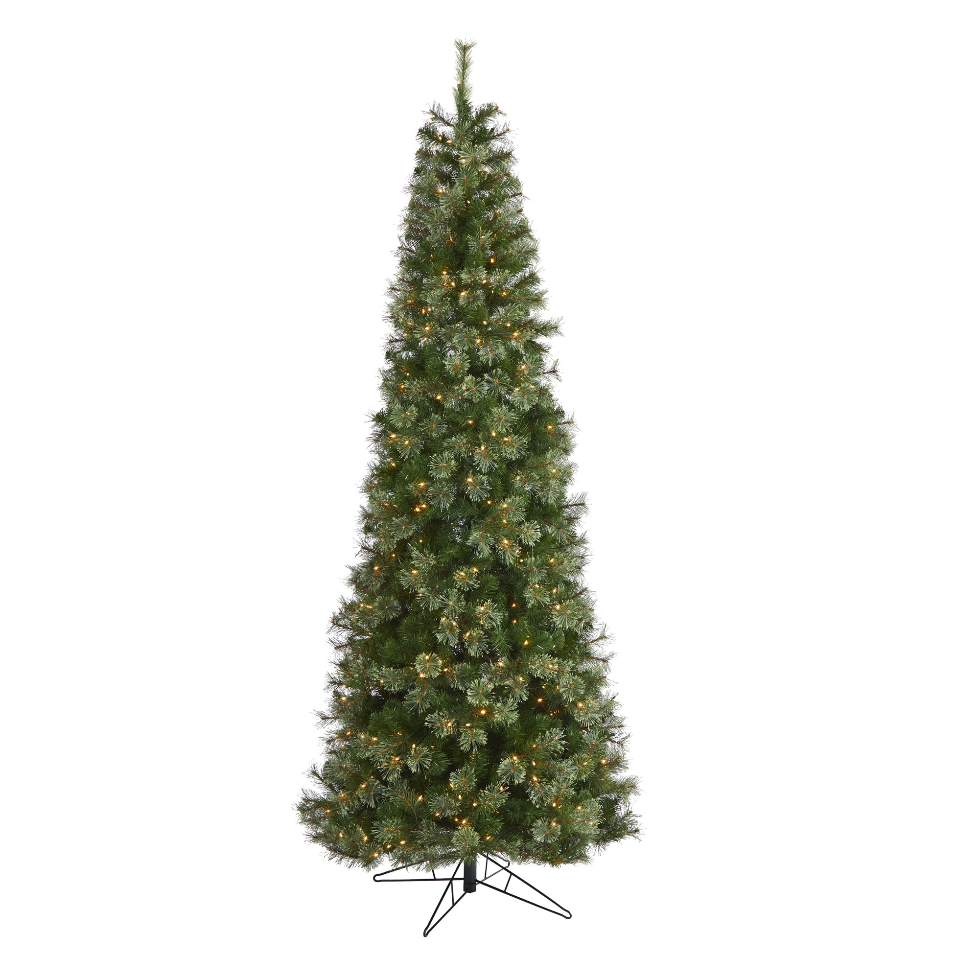Nearly Natural T1446 9-Feet Pine Pre-lit Slim Flocked Artificial Christmas Tree with White Incandescent Lights