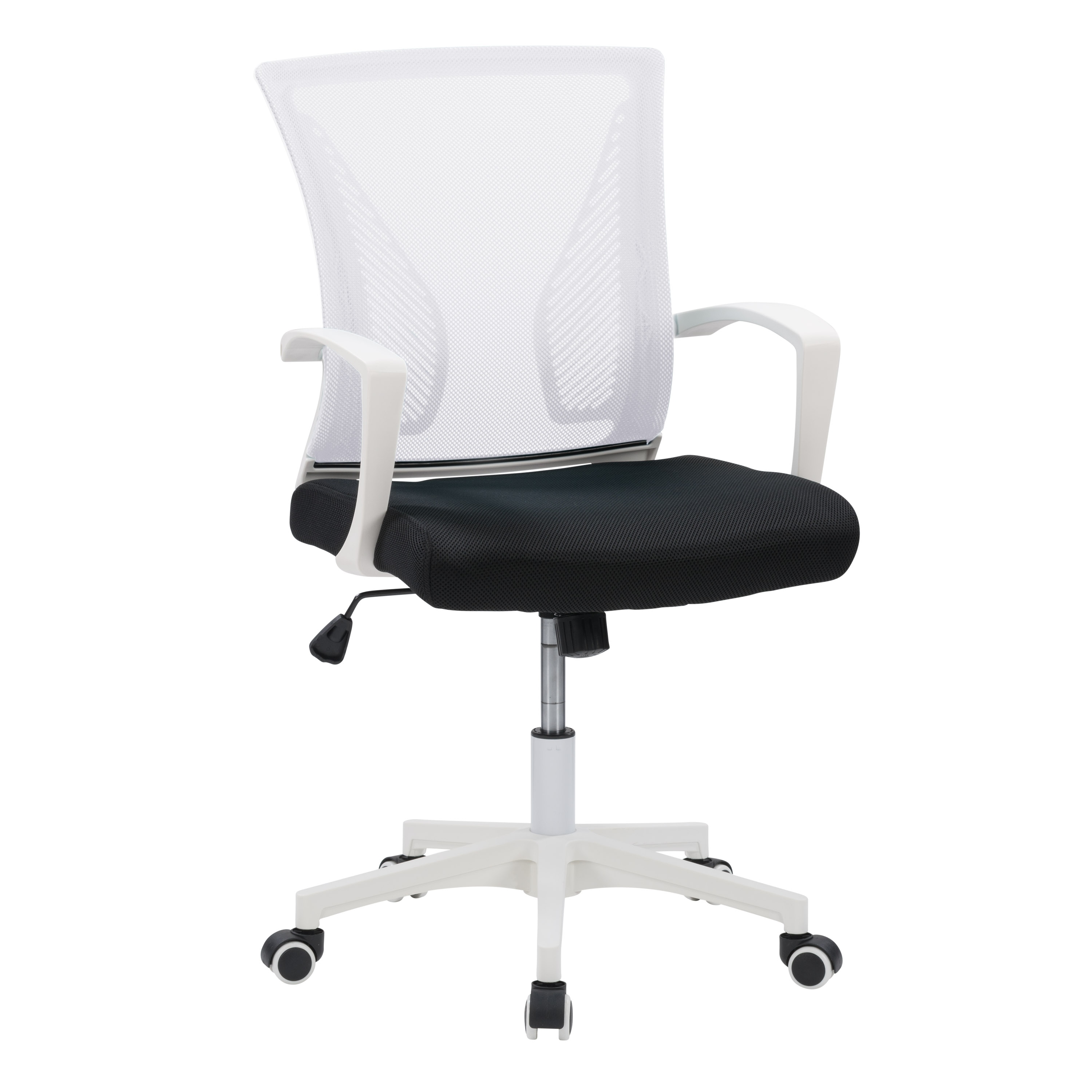 CorLiving Workspace White and Black Traditional Ergonomic Adjustable Height  Swivel Upholstered Desk Chair in the Office Chairs department at 