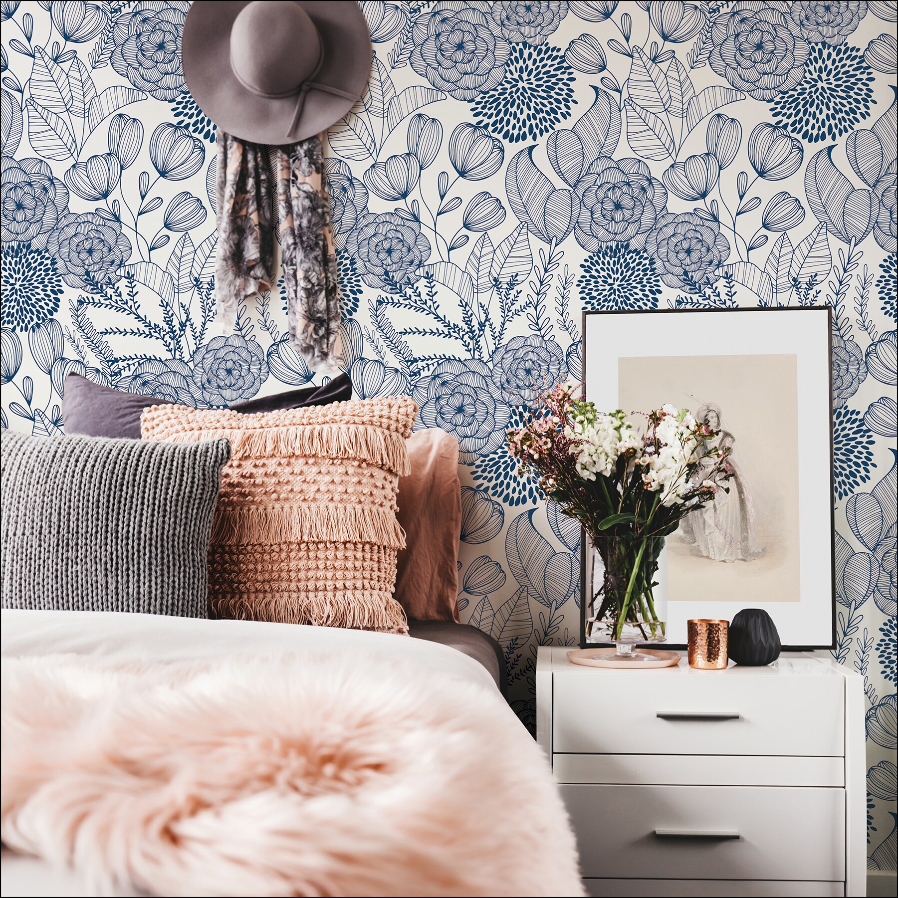 Blue-Multicolor Printed Textured Self Adhesive Floral Wallpaper (48inch X  30inch) in Jammu at best price by New Feel Decor - Justdial