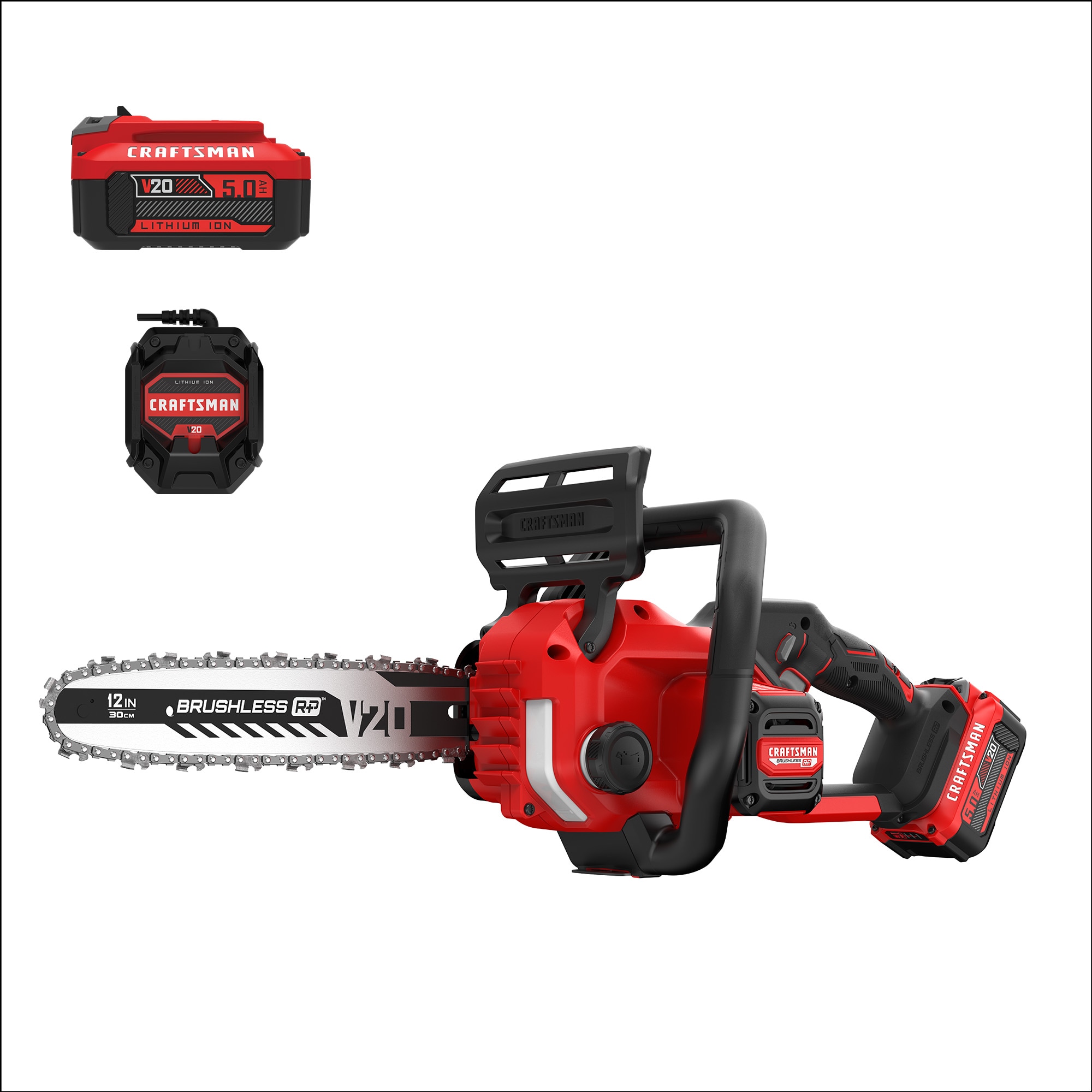 CRAFTSMAN V20 20 volt Max 12 in Battery 5 Ah Chainsaw Battery and Charger Included in the Chainsaws department at Lowes