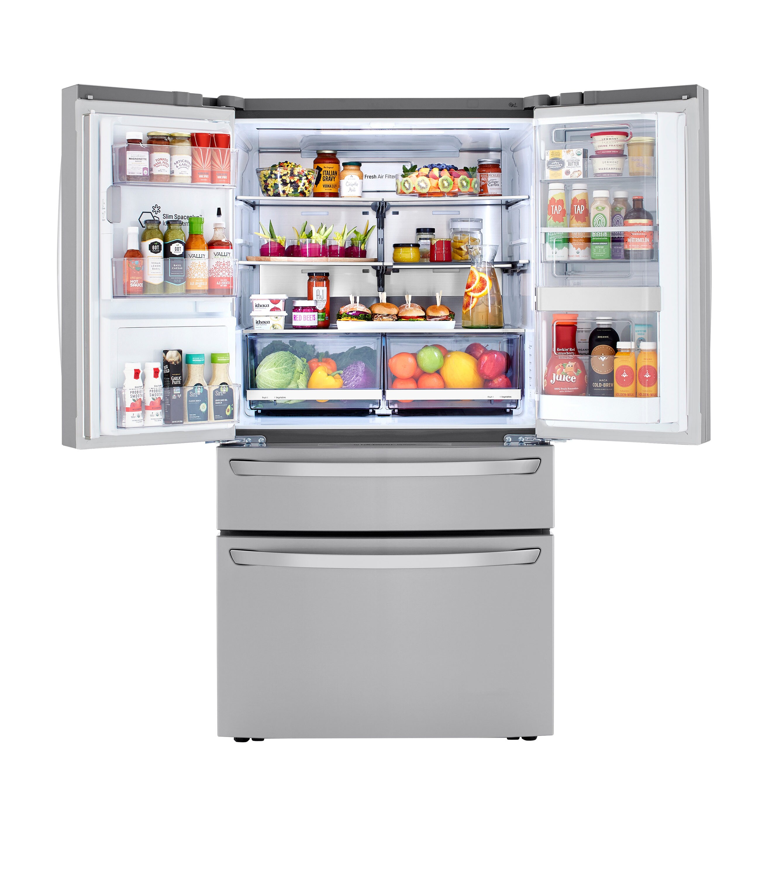 LG Counter-depth Craft Ice 22.5-cu ft 4-Door Smart French Door Refrigerator with Dual Ice Maker, Water and Ice Dispenser and Door within Door (Fingerprint Resistant) ENERGY STAR
