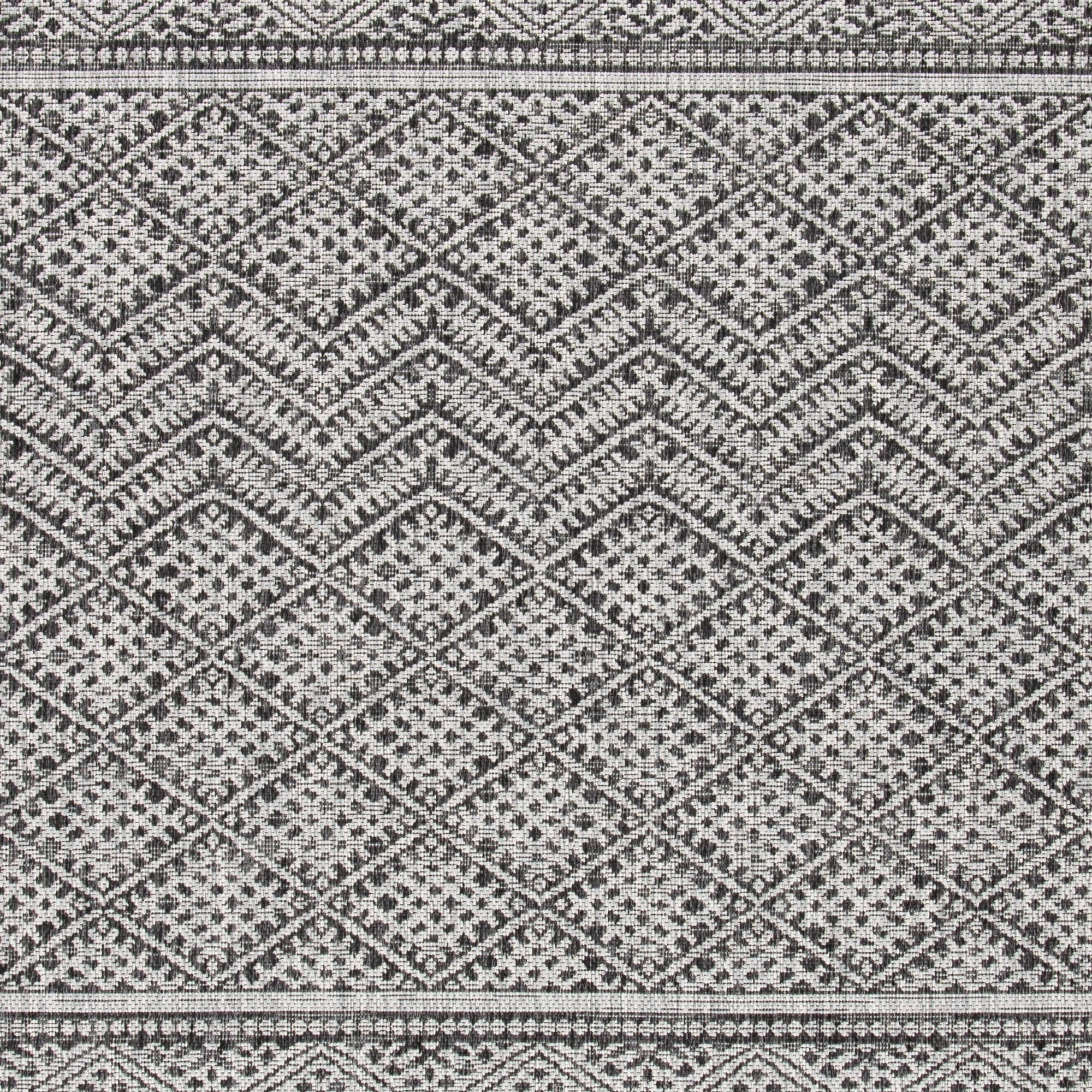 Black and Gray Geometric Indoor/Outdoor Runner Rug