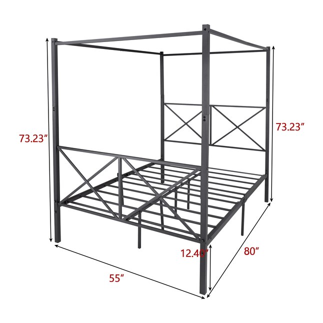 Canopy Bed Frame Black Full, Full Size Metal Bed Frame Dimensions