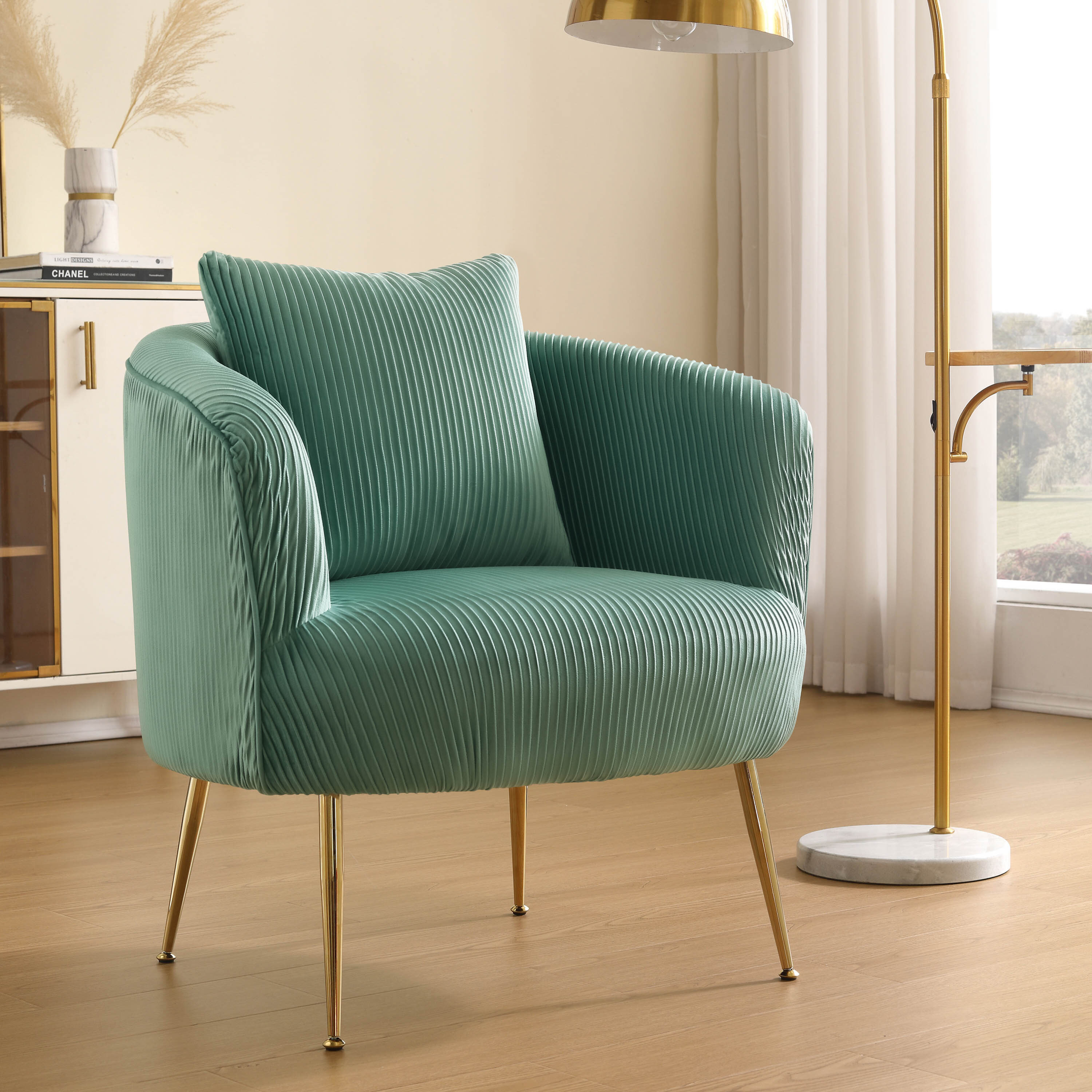 Green and best sale gold accent chair