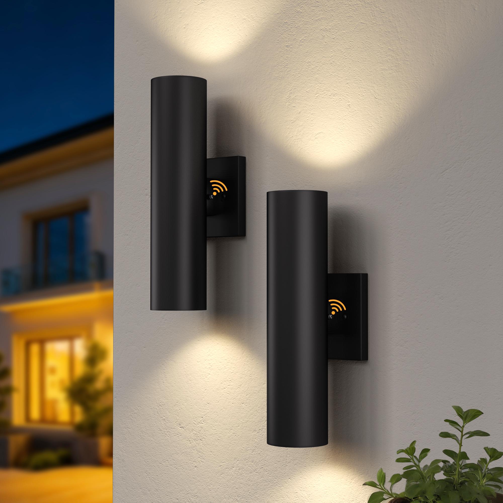 Maxax Montpelier 2 -Pack 7-in H Black Hardwired Dusk to Dawn Integrated LED Outdoor Wall Light