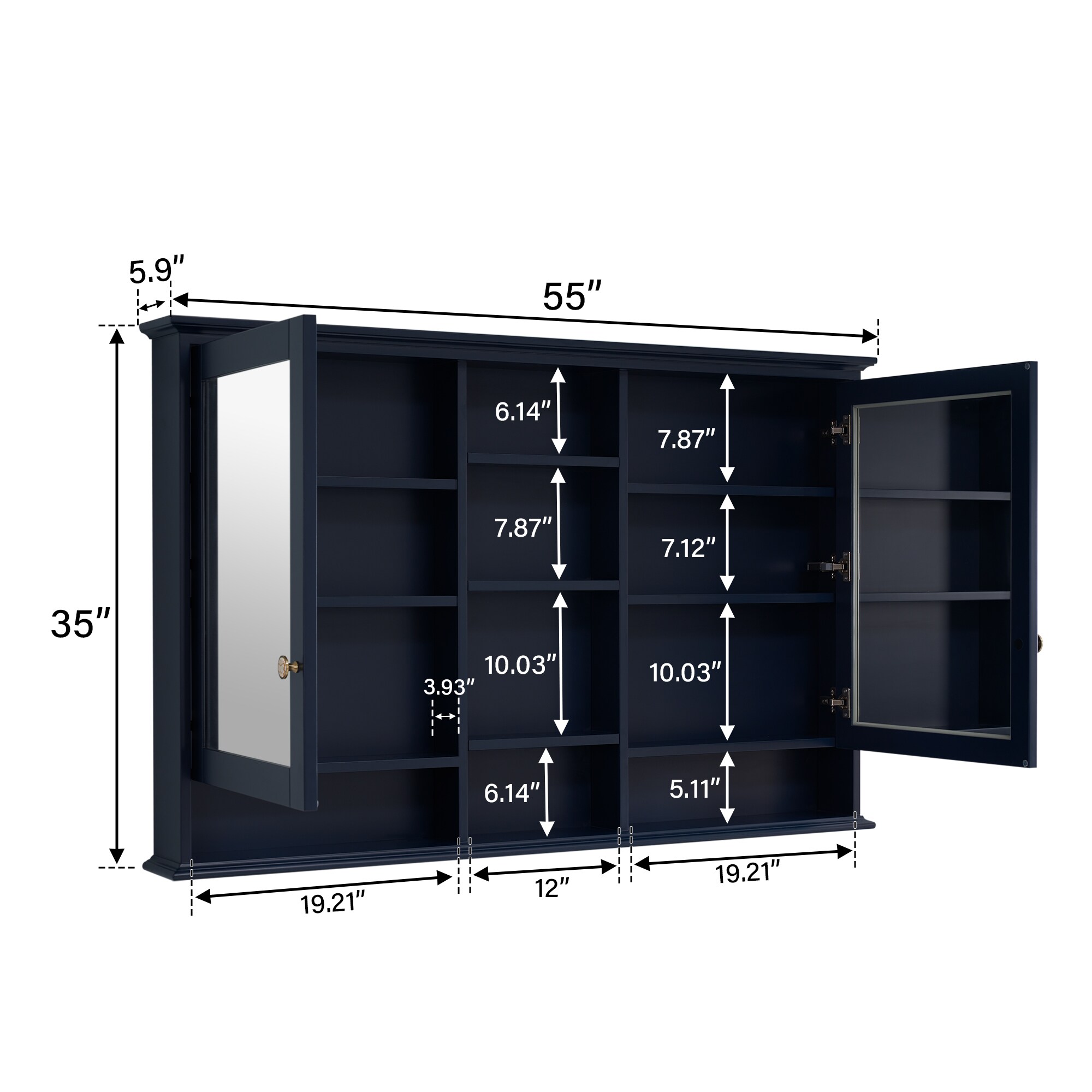 WELLFOR MED55YS1NB Bathroom-Medicine-Cabinets - View #8