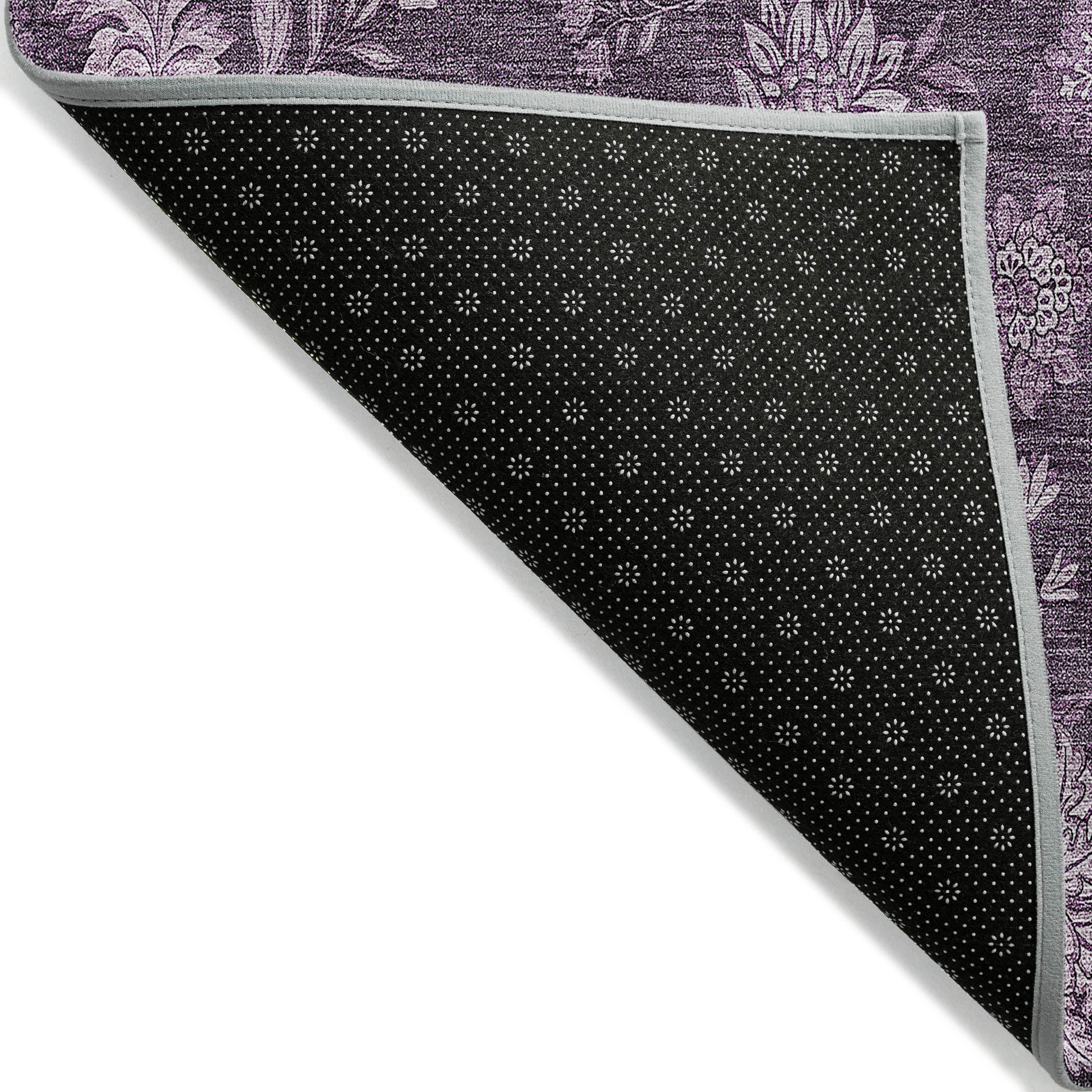 Plum Floral Rectangular Synthetic Indoor/Outdoor Area Rug