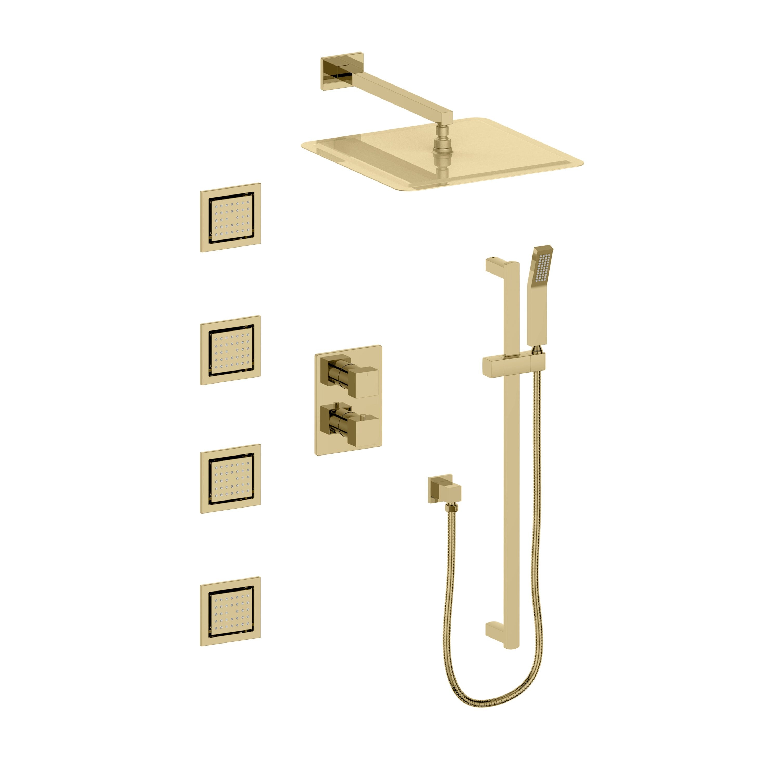 ZLINE KITCHEN & BATH CBY-SHS-T3-PG Polished gold Waterfall Dual Head Shower Panel System with 2-way Diverter ( Cartridge Valve Included )