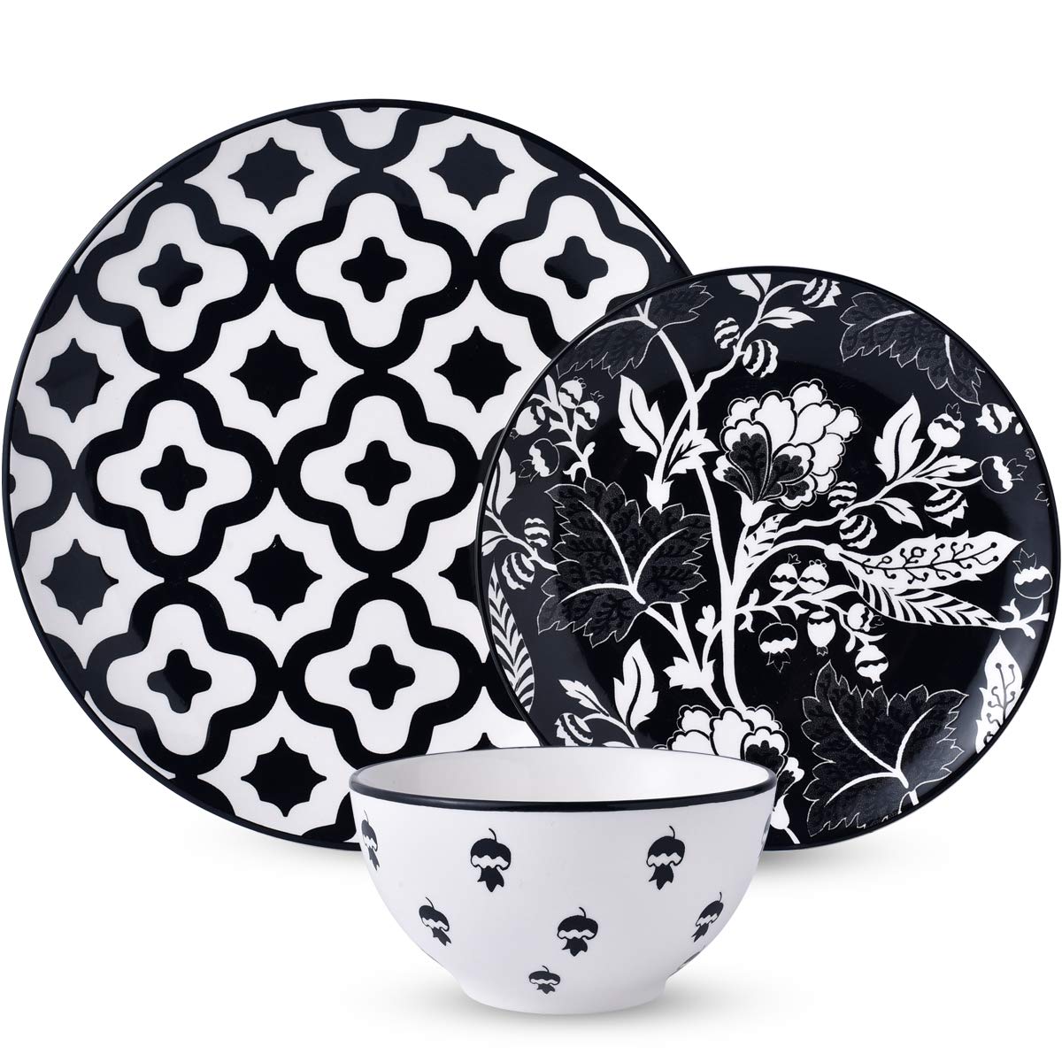 Aoibox  16 Piece Hand Painted Ceramic Stoneware Dinnerware Set Dishwasher Microwave and Oven Safe Plates for 4