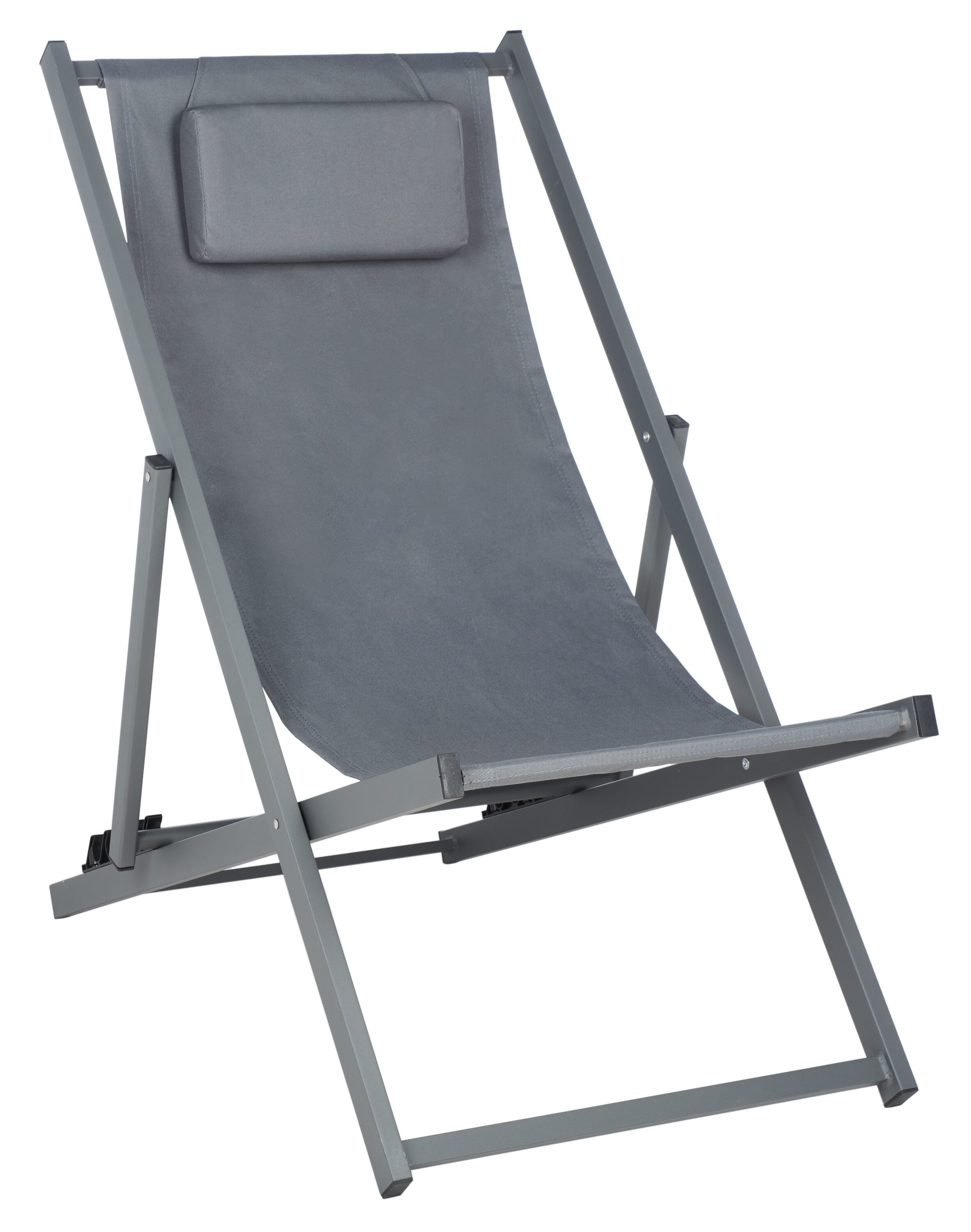 Camlin Grey Aluminum Frame Adjustable Folding Sling Chair Set of 2