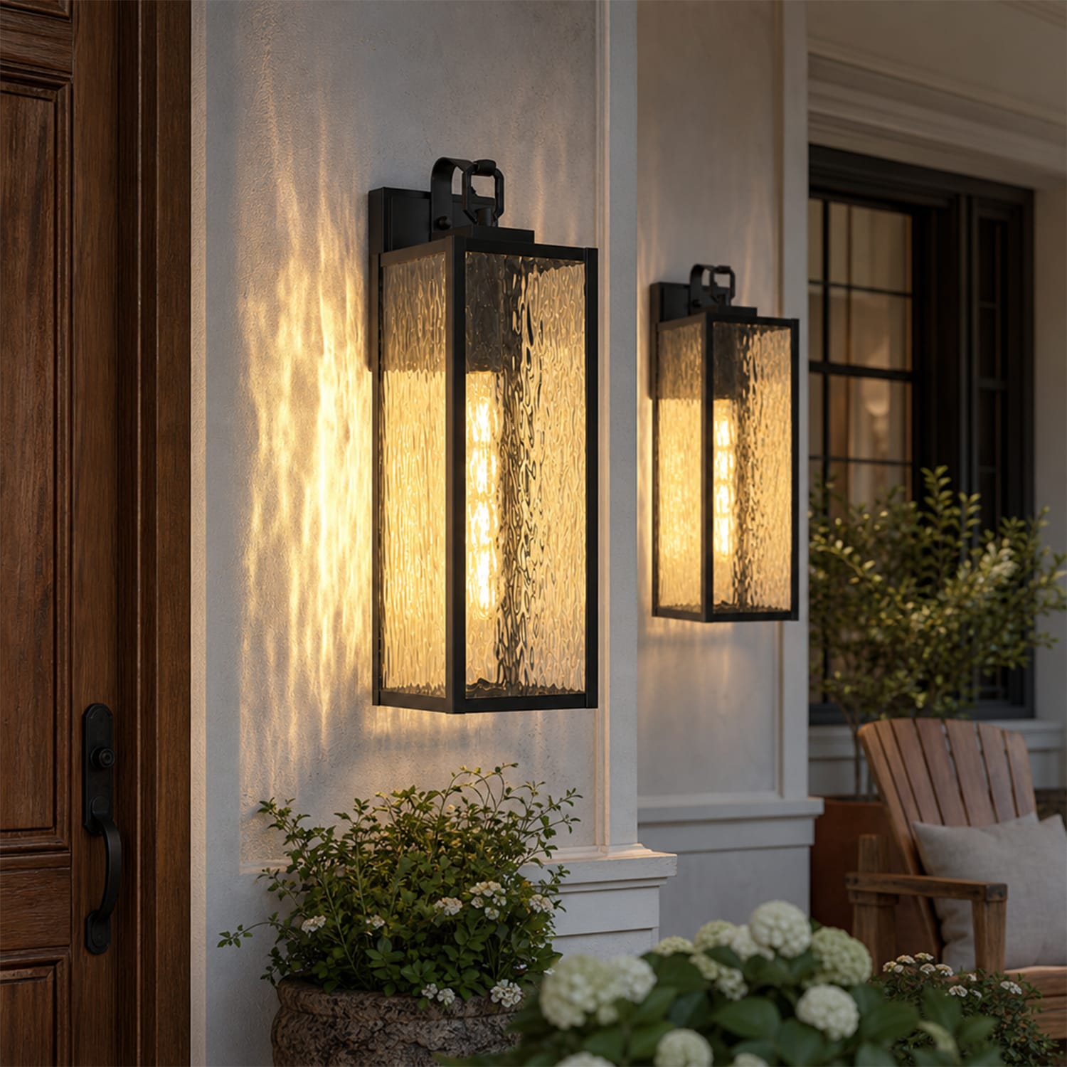 YANSUN 2 -Light 17.9-in H Matte Black Hardwired Outdoor Wall Light