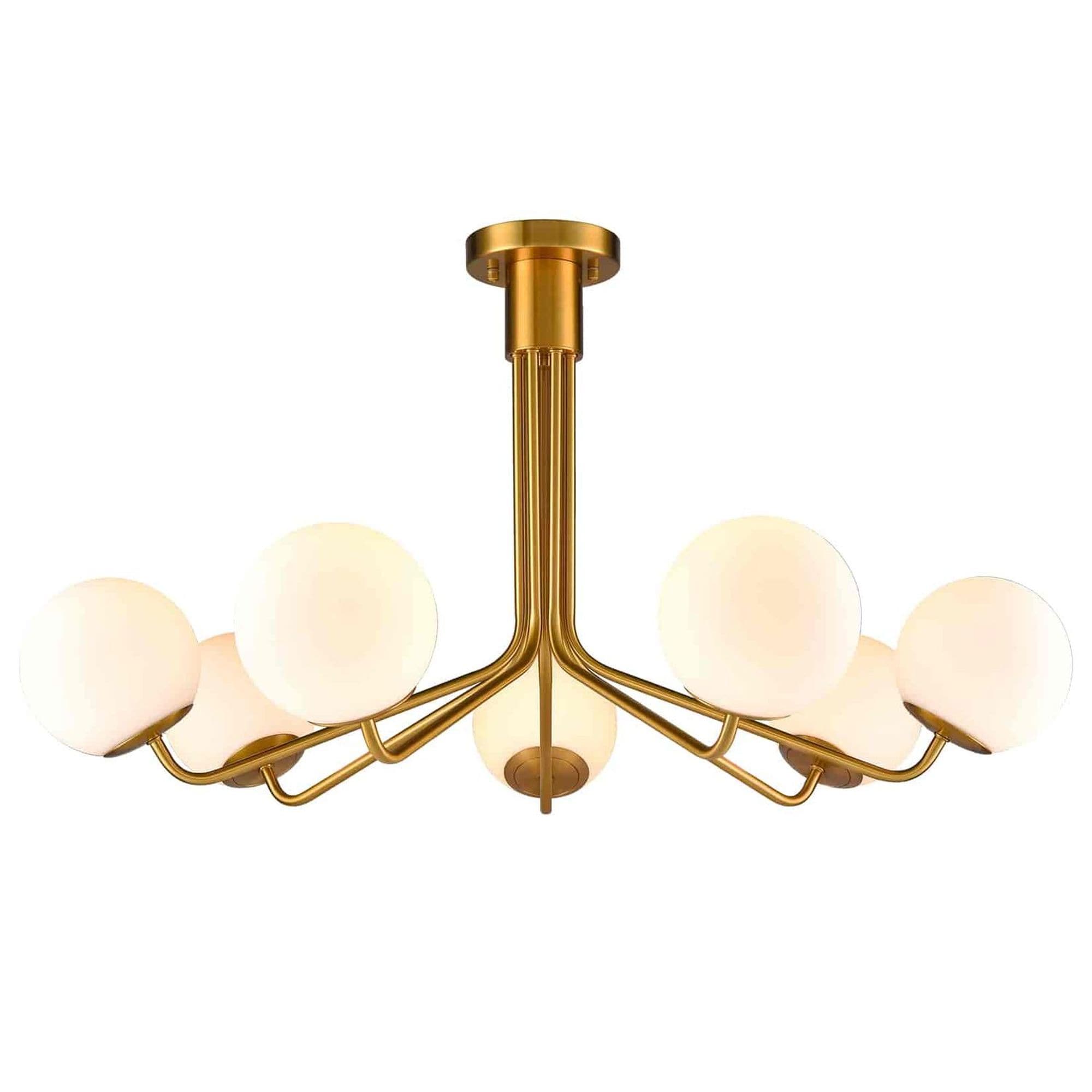 Claxy XT-B7224-7CU-J 36.22-Inches Brass Opal Metal Ceiling Light Mount