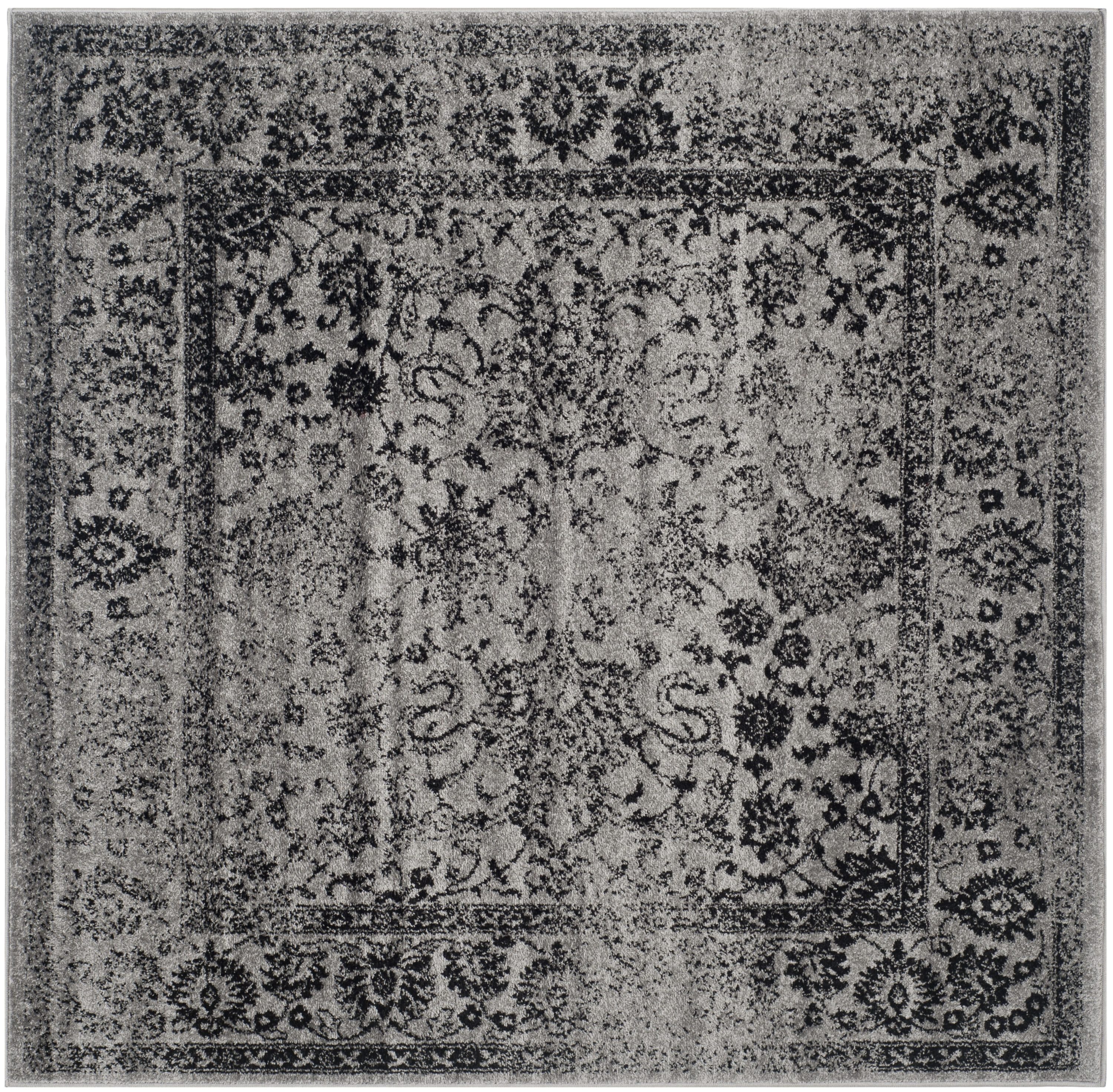 Safavieh ADR109B-8SQ Adirondack Kashan 8 x 8 (ft) Loomed Polypropylene Gray/Black Square Indoor Distressed/Overdyed Vintage Area rug